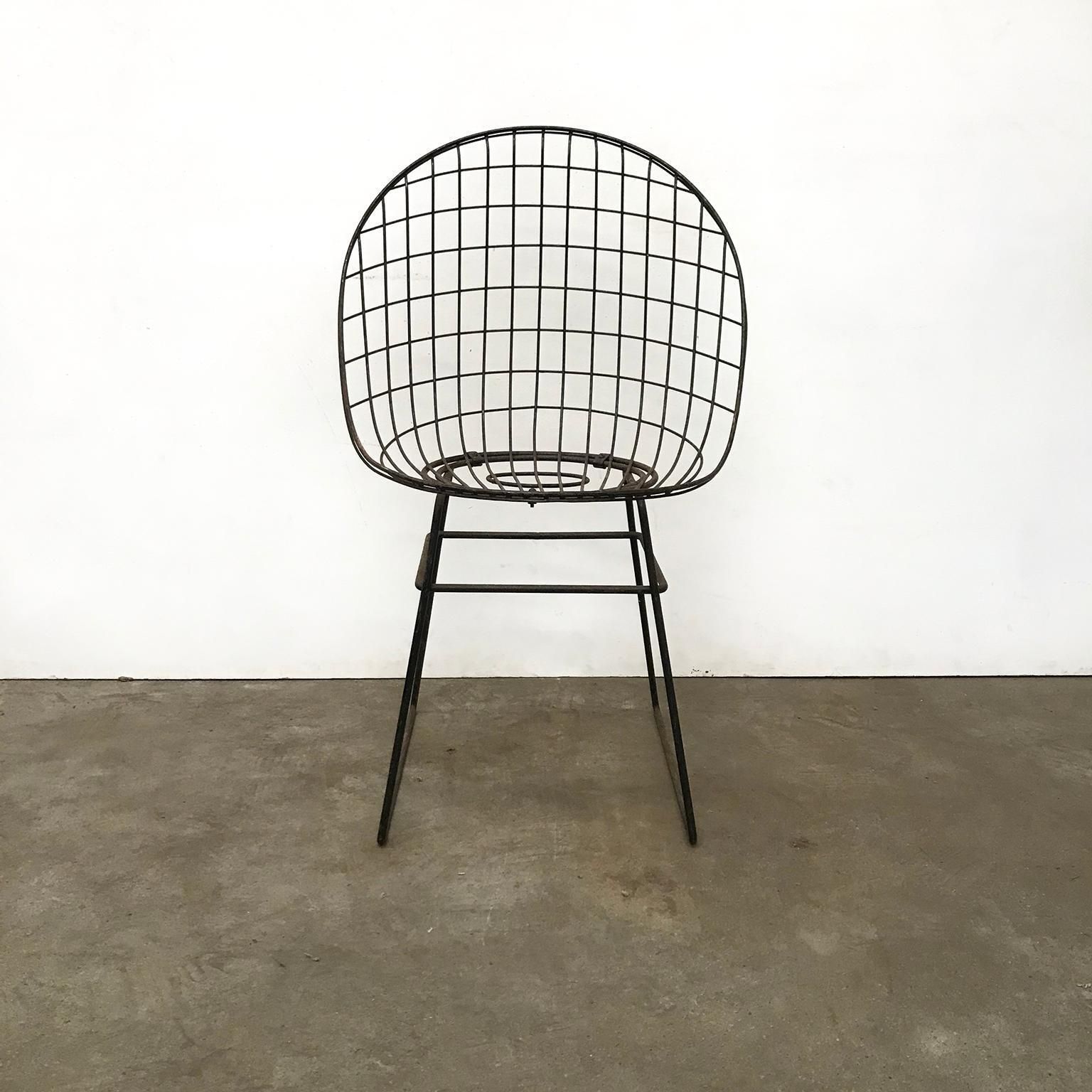 384.0 Black Wire Dining Chair With Beautiful Curves And Elegant Silhouet, Circa 1960 photo