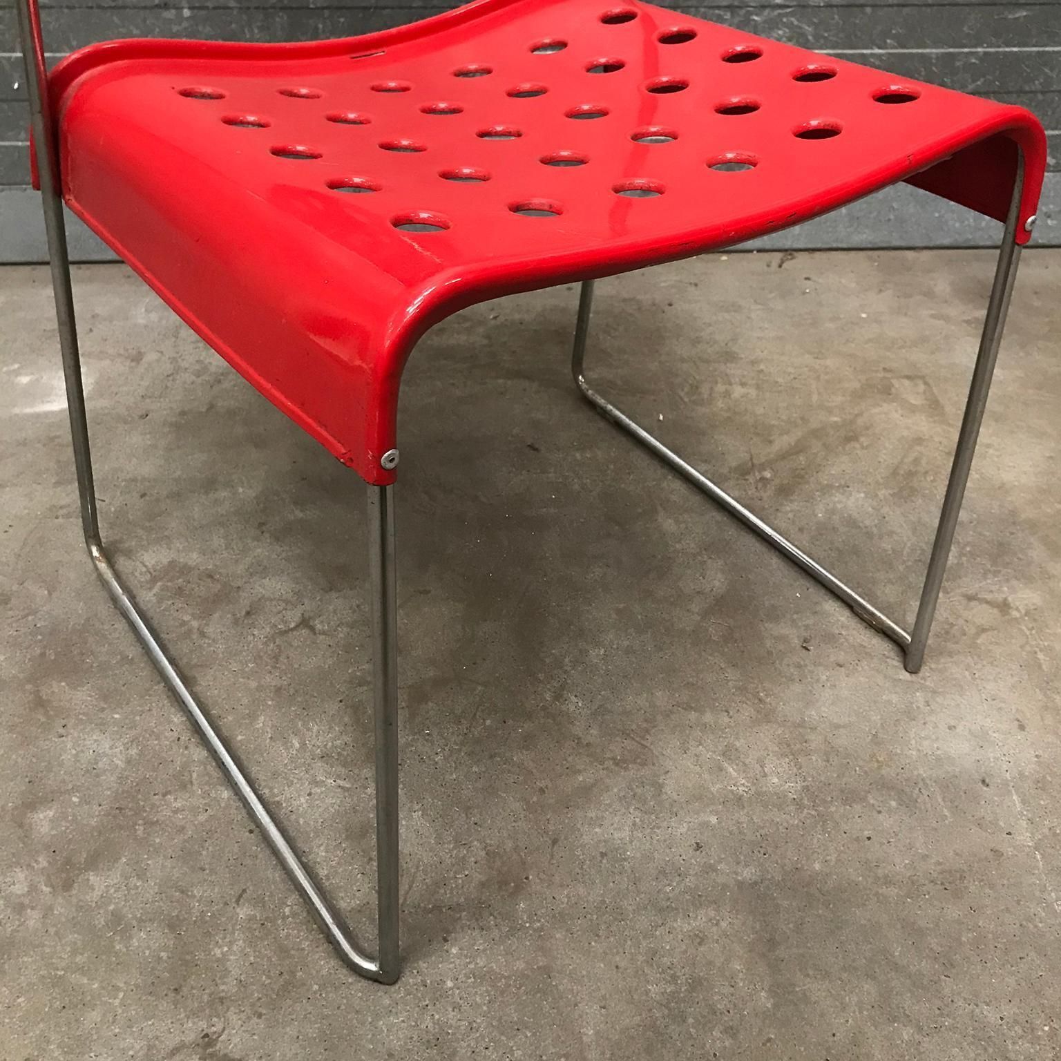 449.0 1971, Rodney Kinsman, For Bieffeplast, 2 Rare Red Omstak Stacking Chairs photo