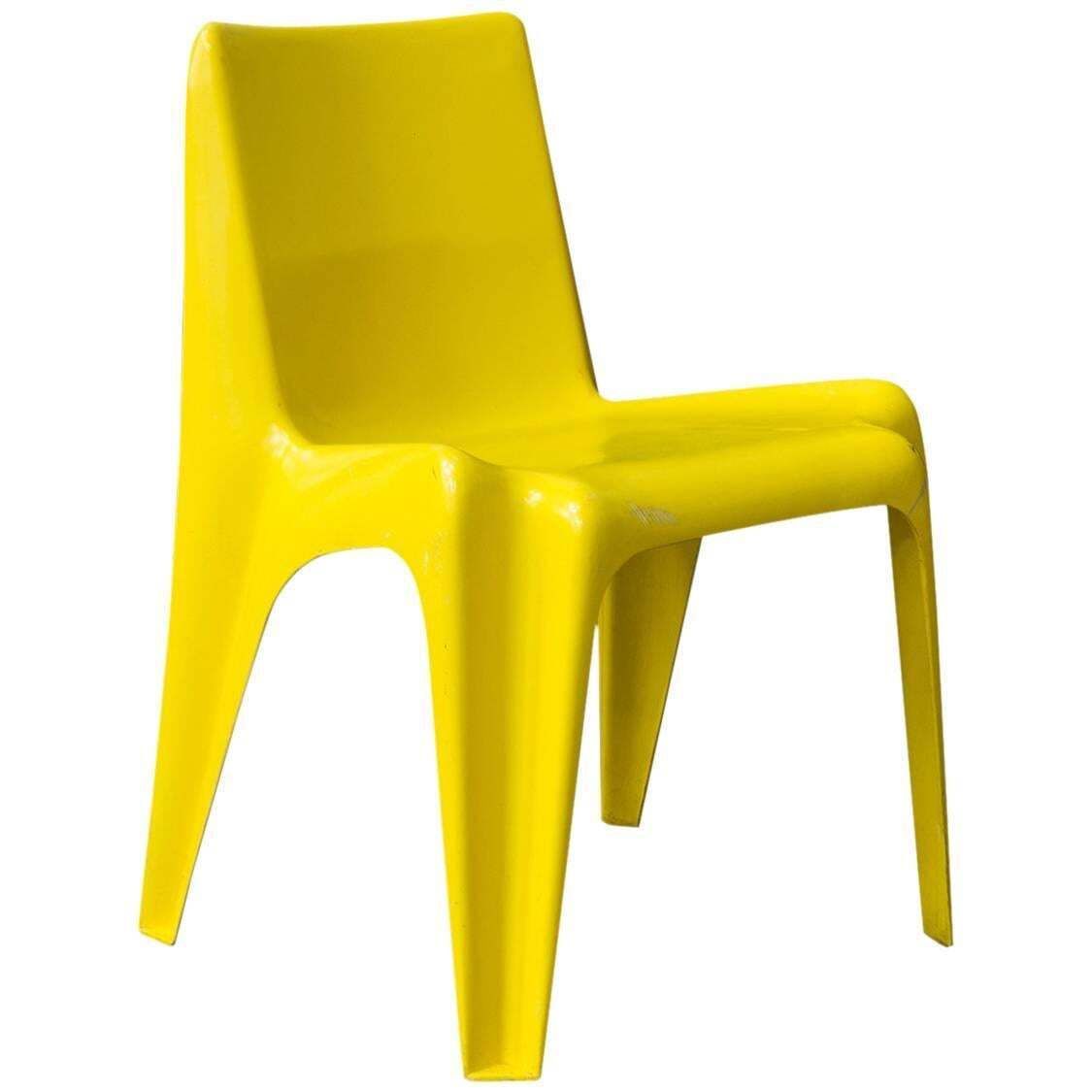 Rare Plastic Organic Chair In Yellow, Circa 1970