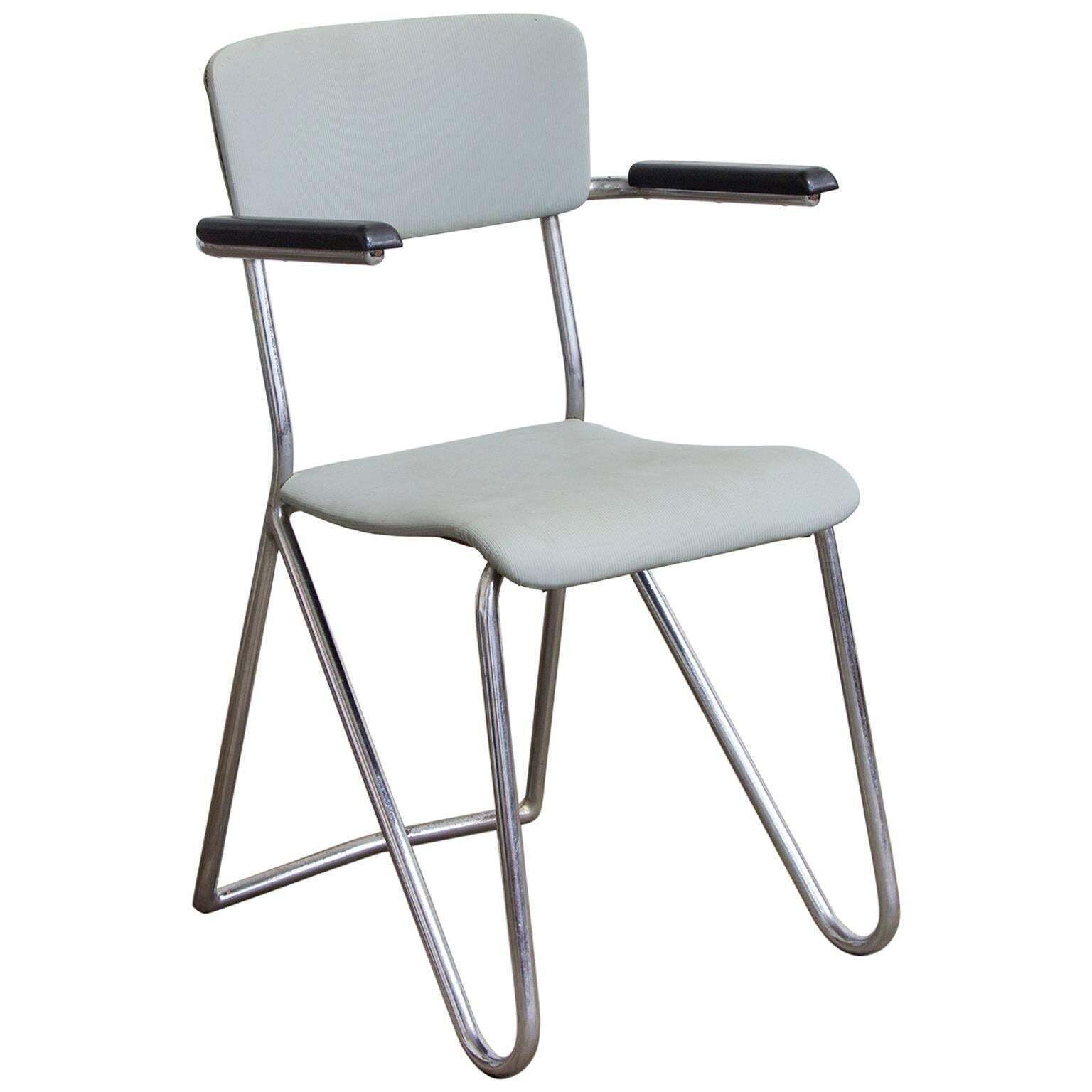 1932, Cor Alons, Hairpin Seat In Chrome And Grey Vinyl