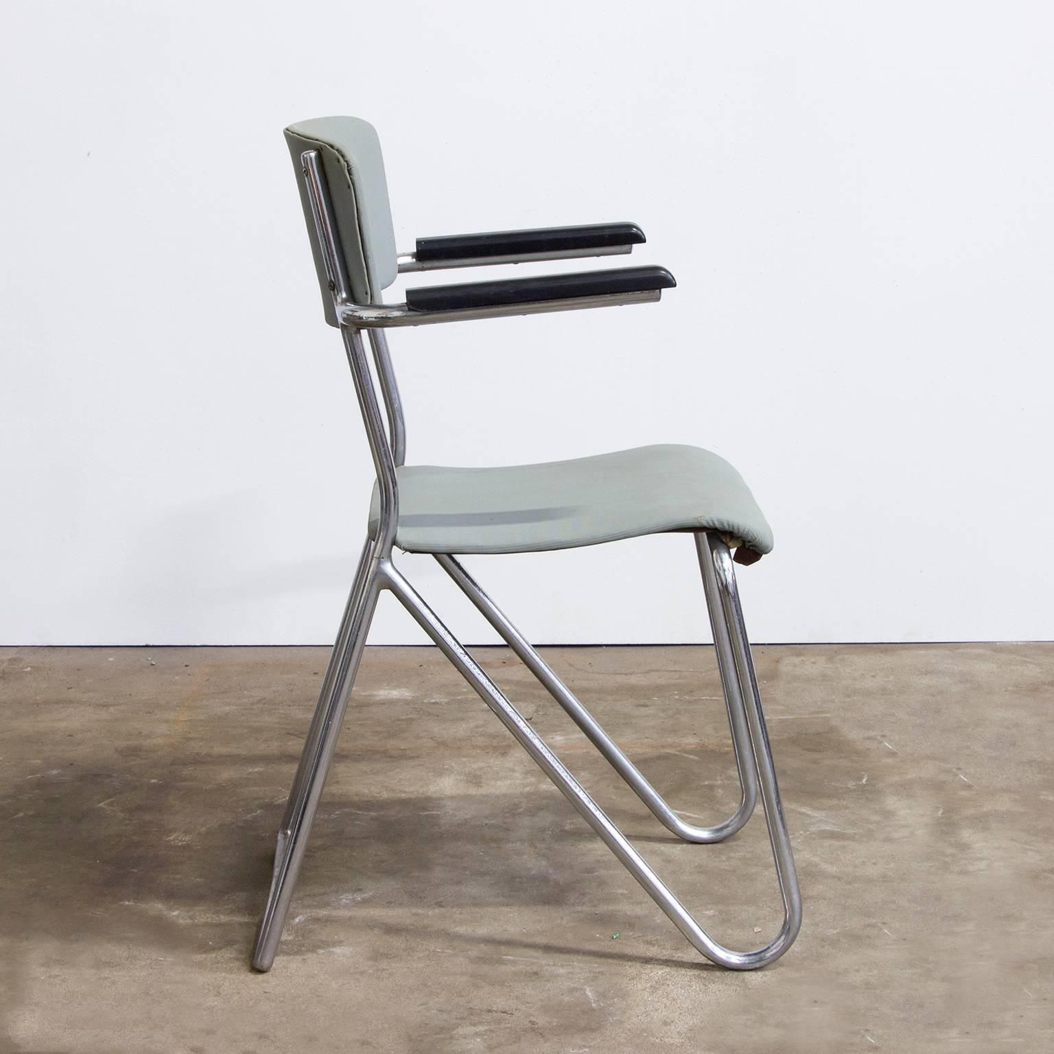 1932, Cor Alons, Hairpin Seat In Chrome And Grey Vinyl photo furniture