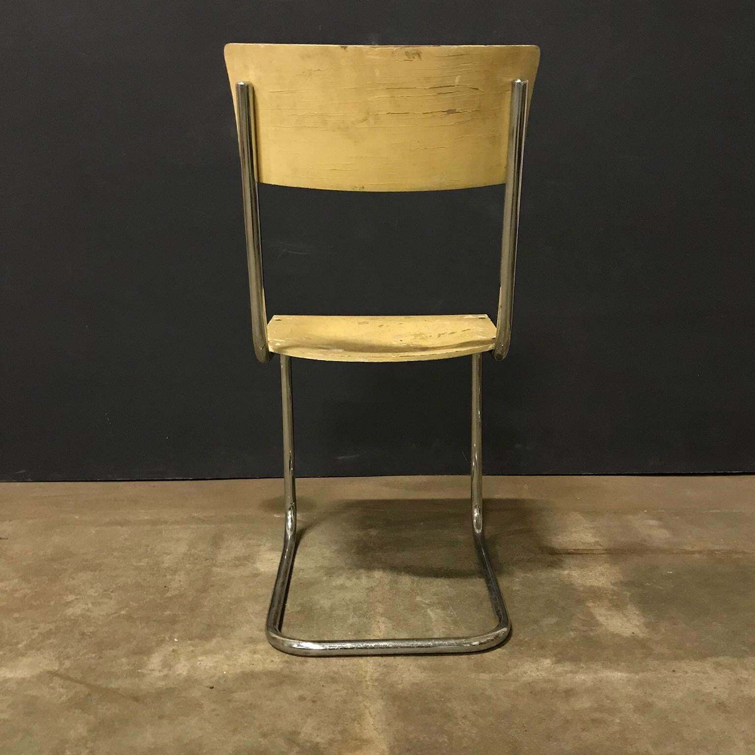 1931, Mart Stam For Thonet, Set Of Light Yellow Wooden S43 photo 1152.0