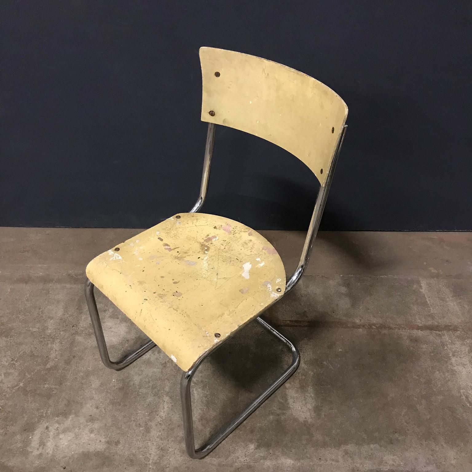 1931, Mart Stam For Thonet, Set Of Light Yellow Wooden S43 photo vintage