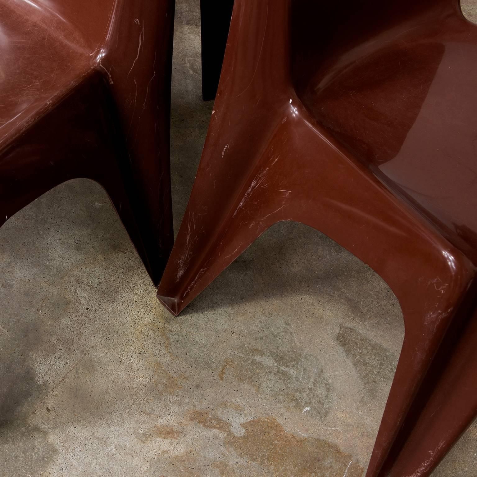 1969, Helmut Bätzner For Bofinger, Set Of Four Brown Chairs Modell B 1171 photo buy