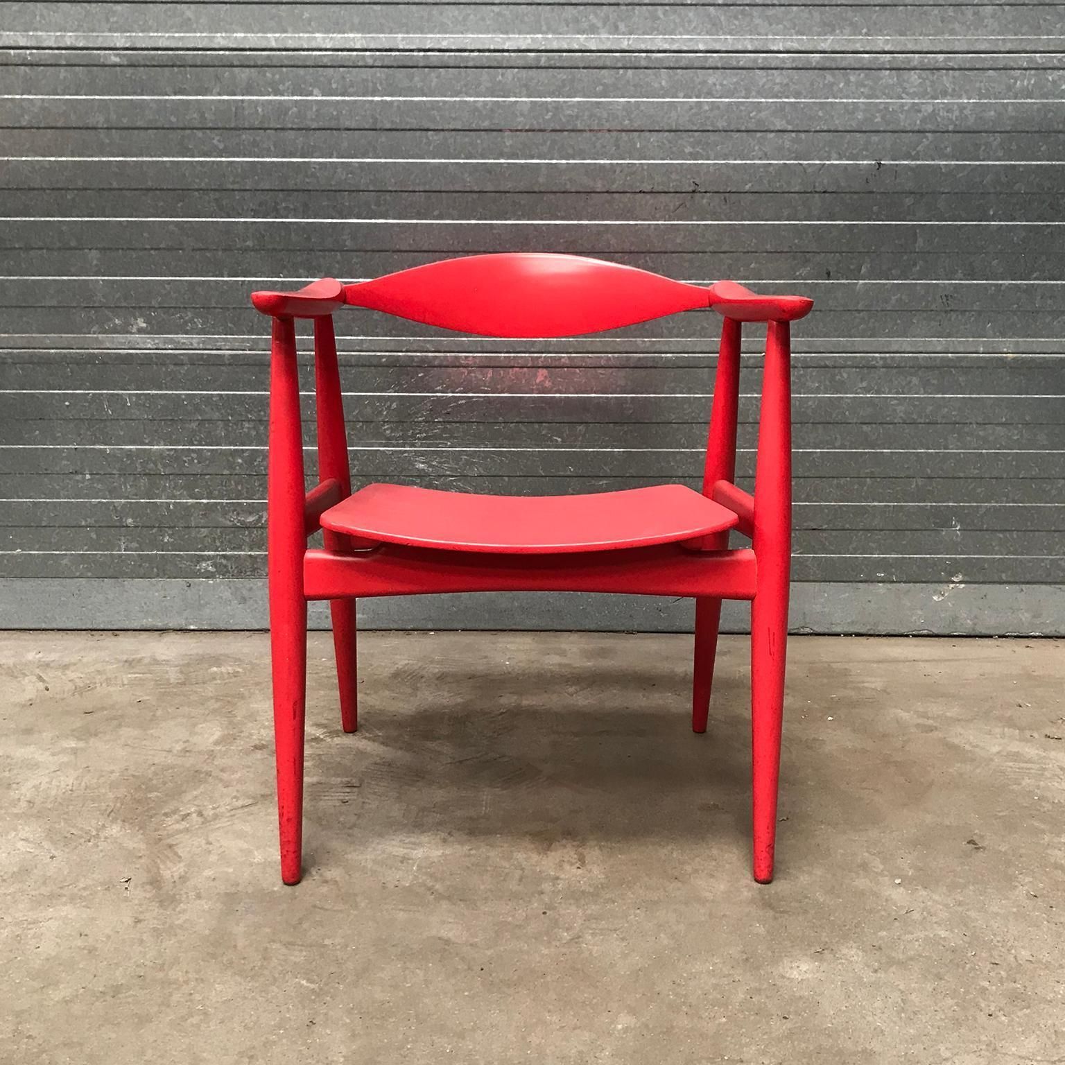2346.0 Very Rare Wegner Side Chair In Originally Red Painted Wood, Circa 1930 photo