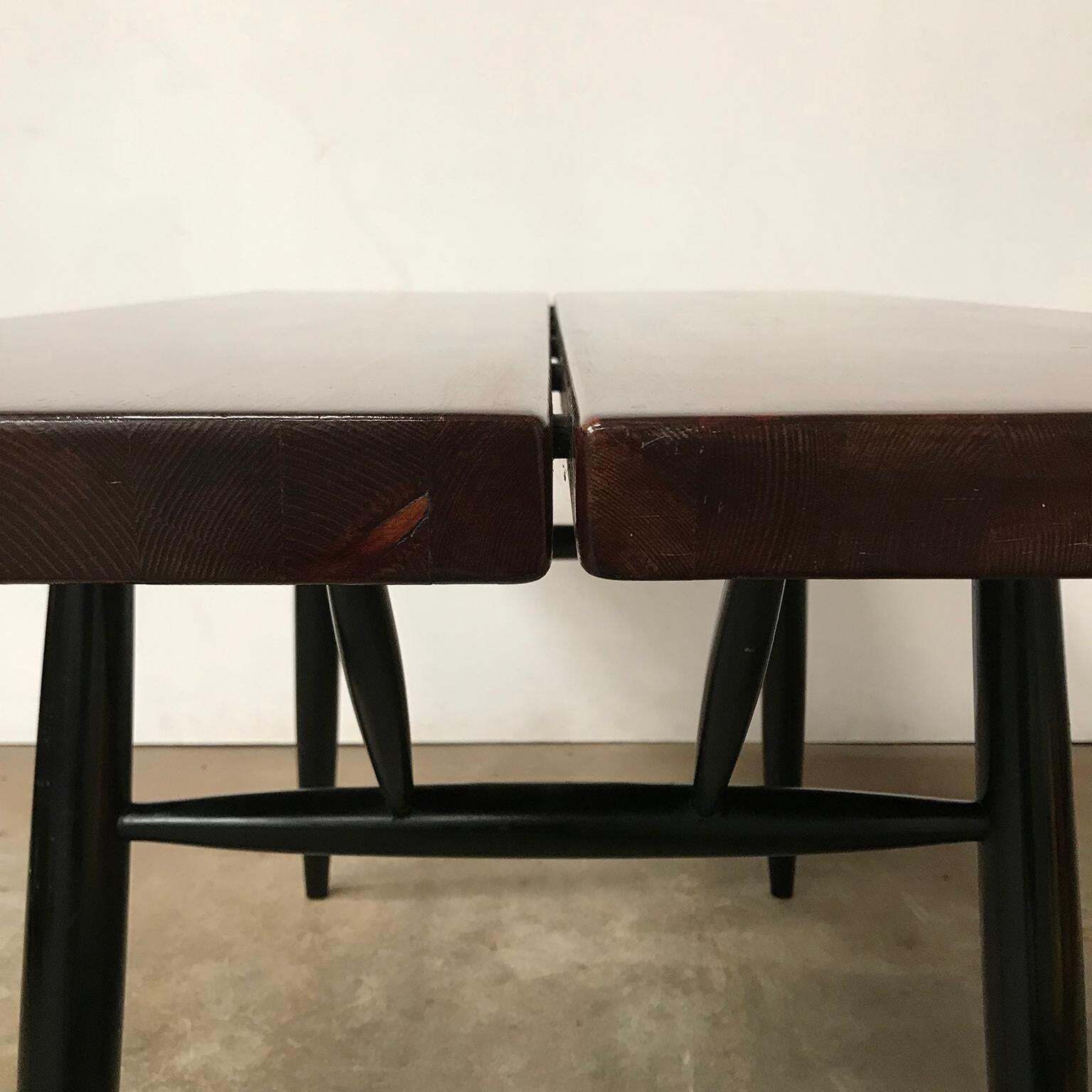 1955, Ilmari Tapiovaara, Pirkka Table With; Red Brown Wooden Top photo Furniture