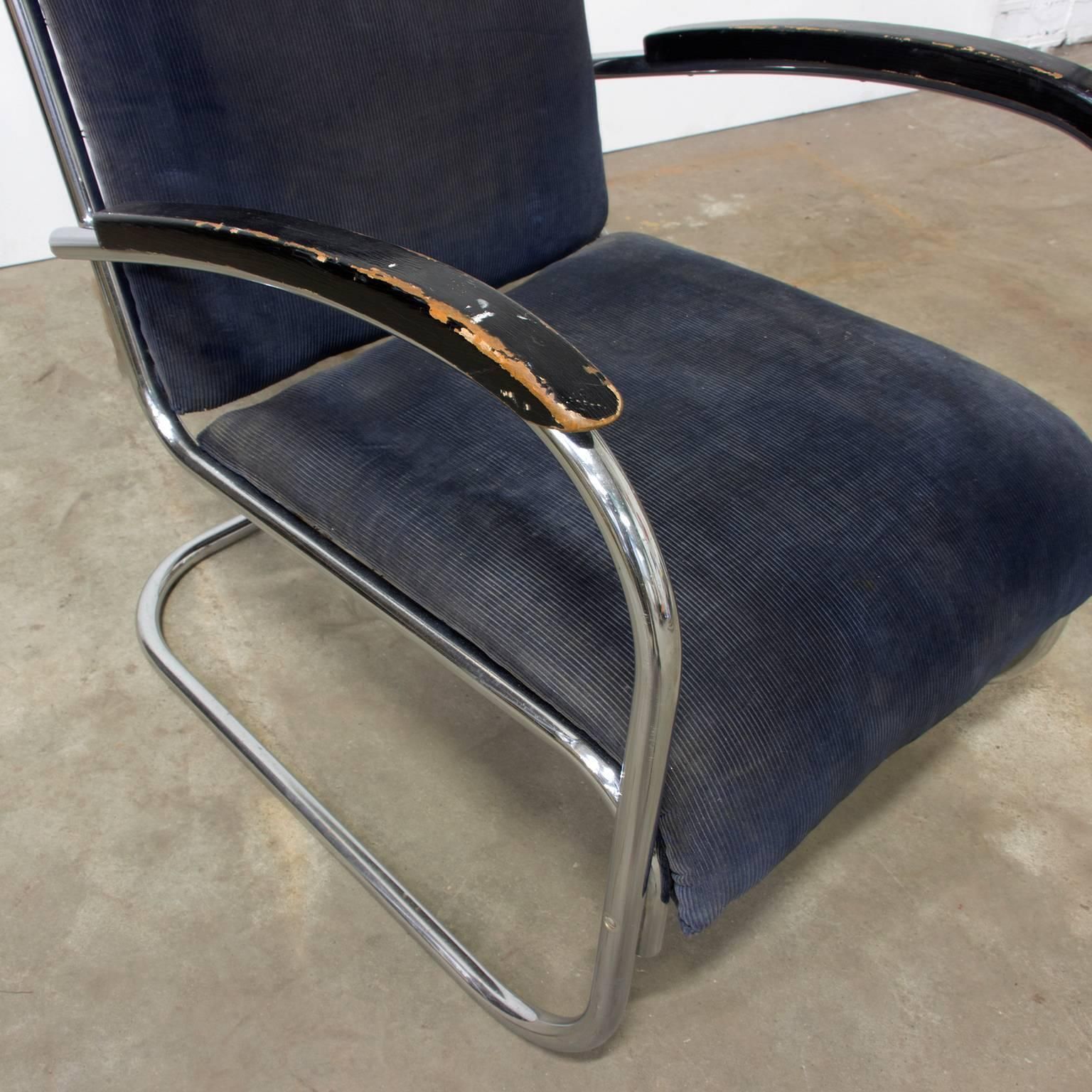 1930s, Paul Schuitema Easy Chair, Fabric With Black Lacquered Wooden Armrests photo buy