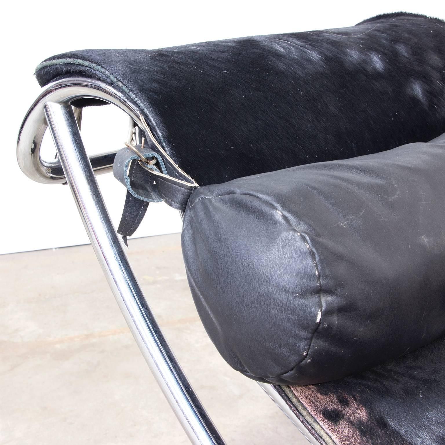 1928, Le Corbusier, Early Lc 4 By Cassina In Chrome With Black Pony Skin photo vintage
