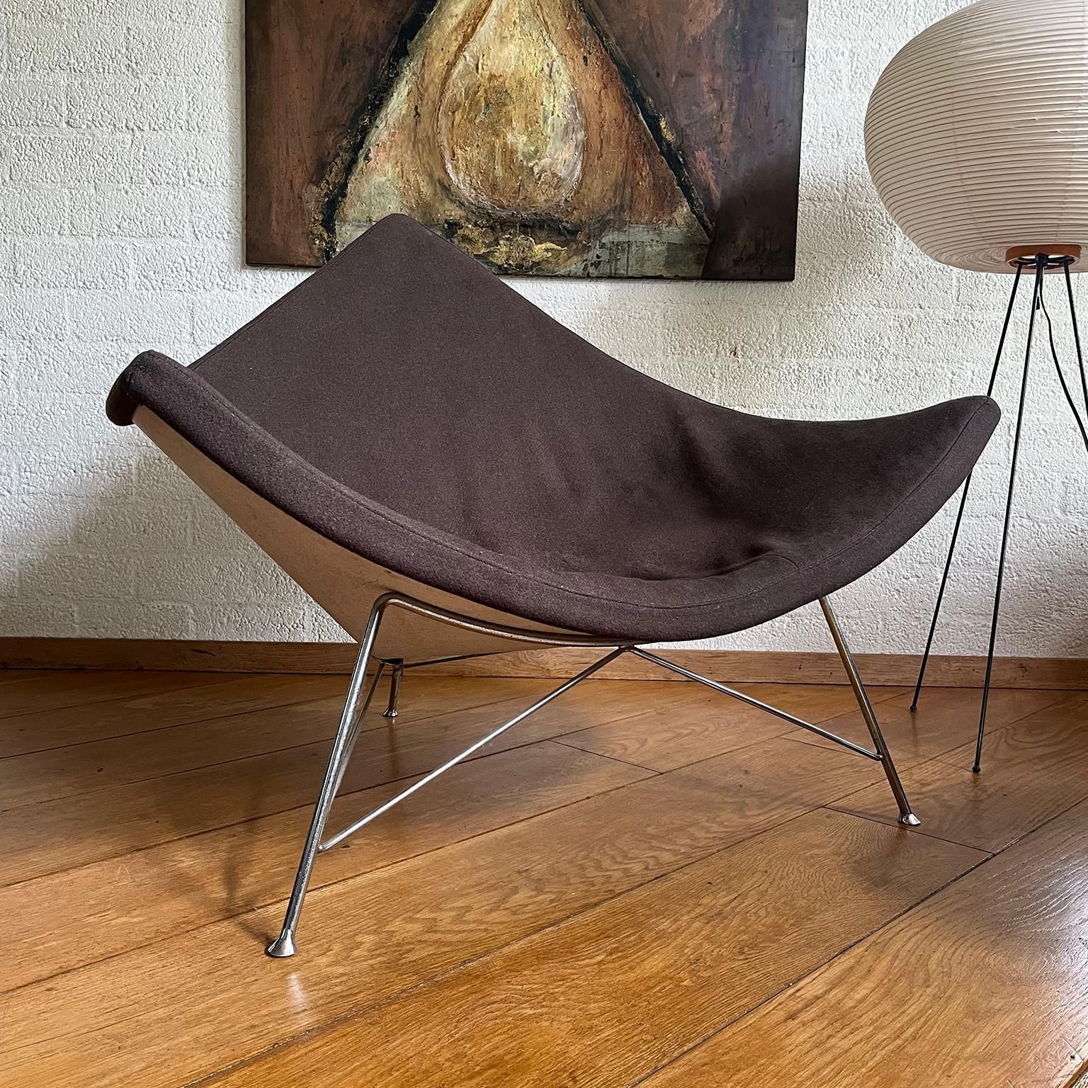 Early, Metal Shell ! Coconut Chair By George Nelson In Brown Upholstery, 1955 photo furniture