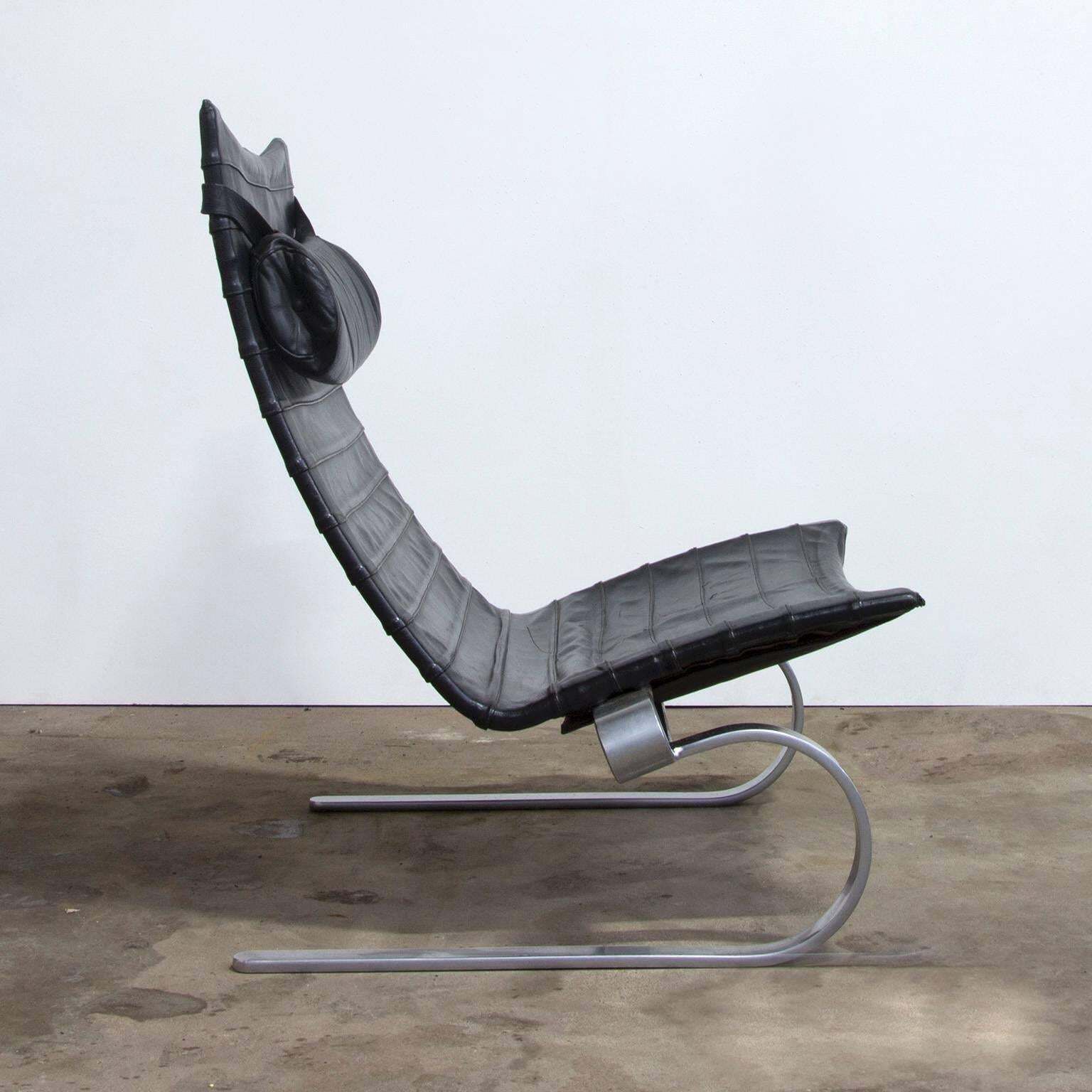 1967, Poul Kjaerholm, Pk 20, Early Kold Kristensen In Original 1st Black Leather photo furniture