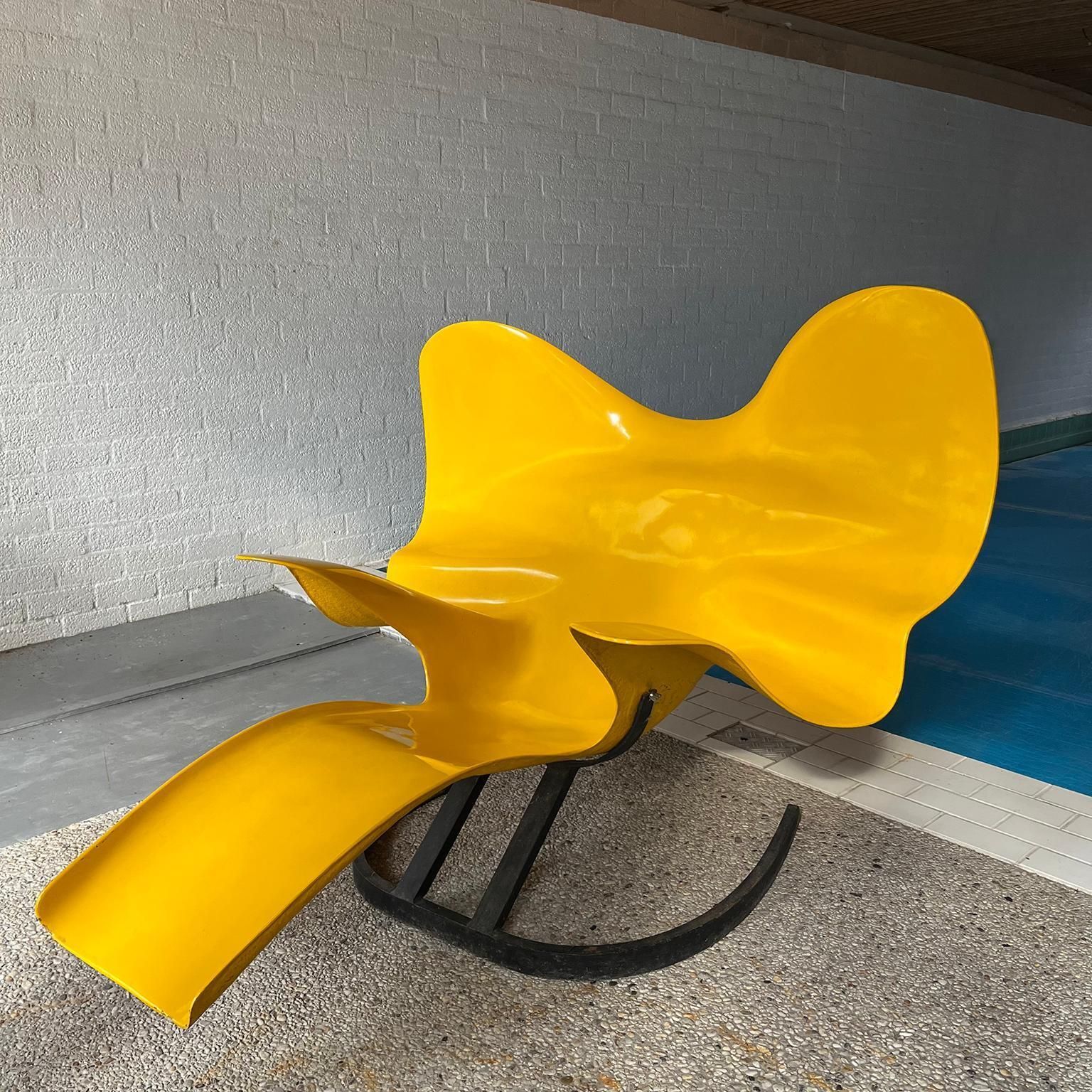 photo for sale 1966, Elephant Chair By Bernard Rancillac Yellow With Black Base Limited Edition