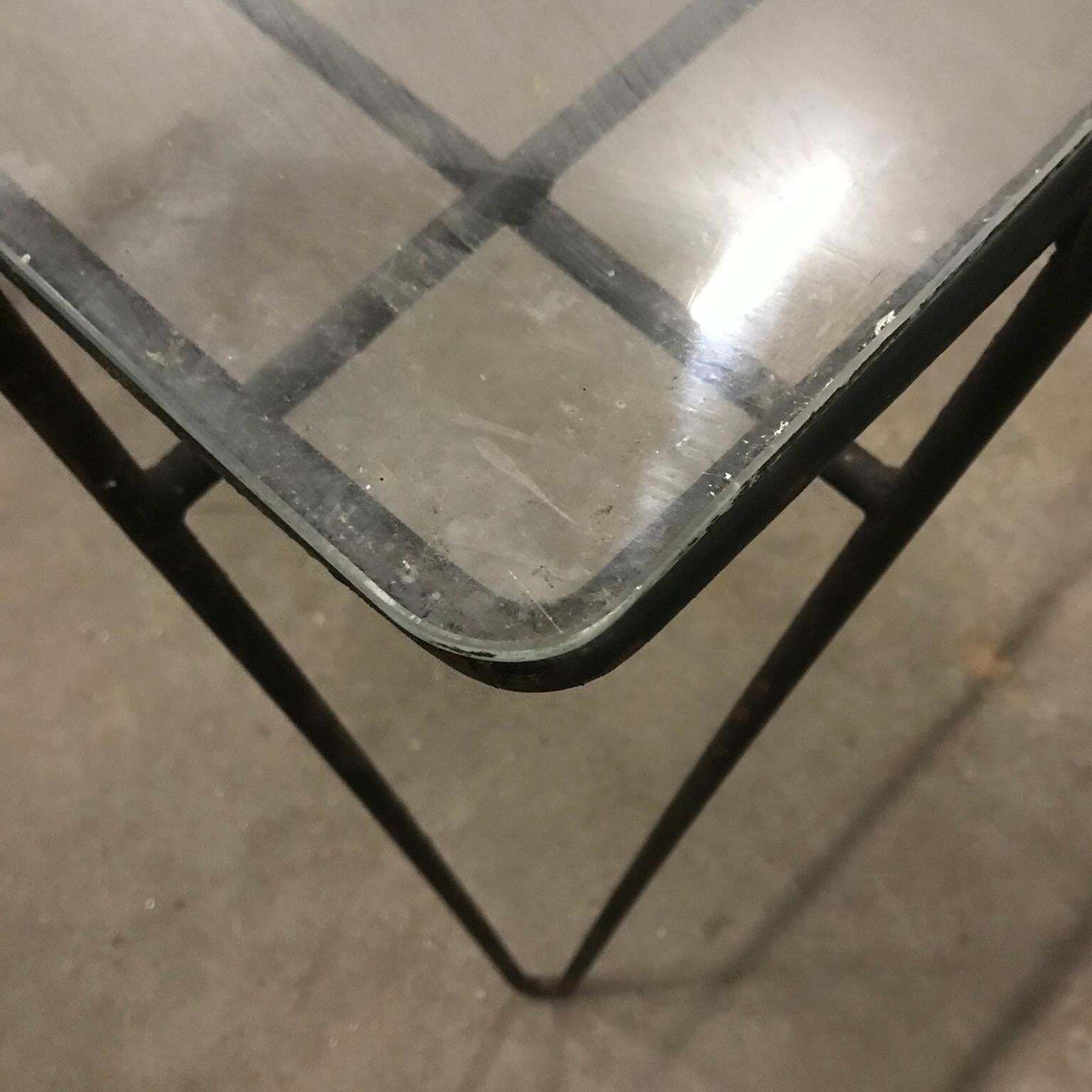 photo for sale Super Elegant Dining Table, Black Metal Hairpin Legs And Glass Top, Circa 1960