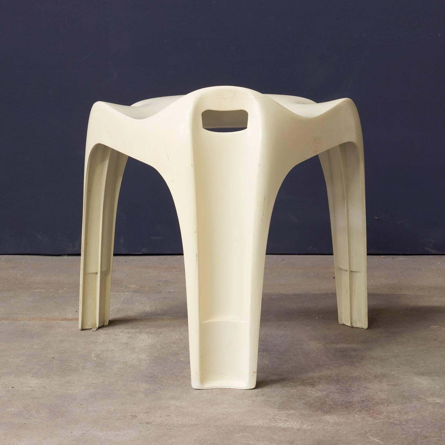 Plastic Organic Stool In White, Circa 1970 photo for sale