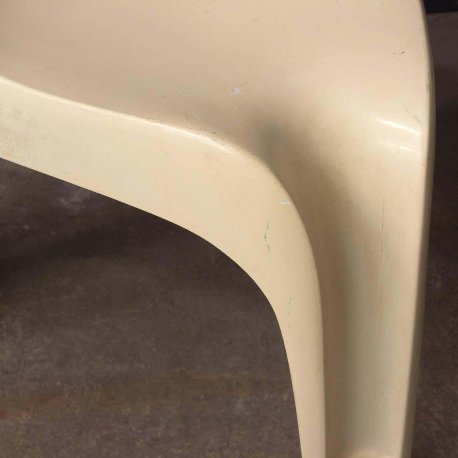 Plastic Organic Stool In White, Circa 1970 photo vintage