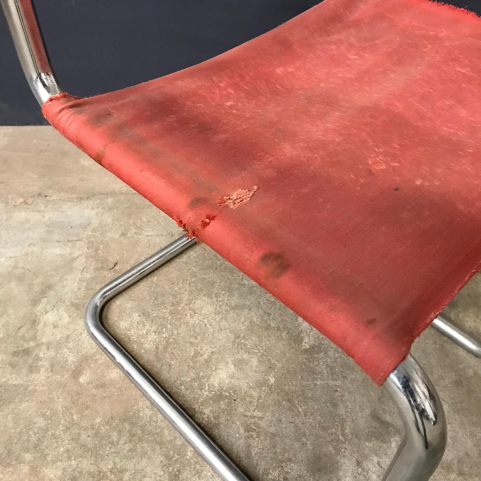 photo for sale 1930, W.H. Gispen, For Gispen Culemborg, Dining Chair No. 204 In Red Canvas