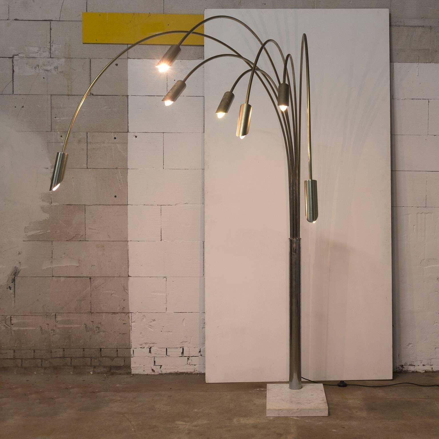 High Monumental Adjustable 1950s Or 1960s Floor Lamp, In  Angelo Leli Style photo Lighting