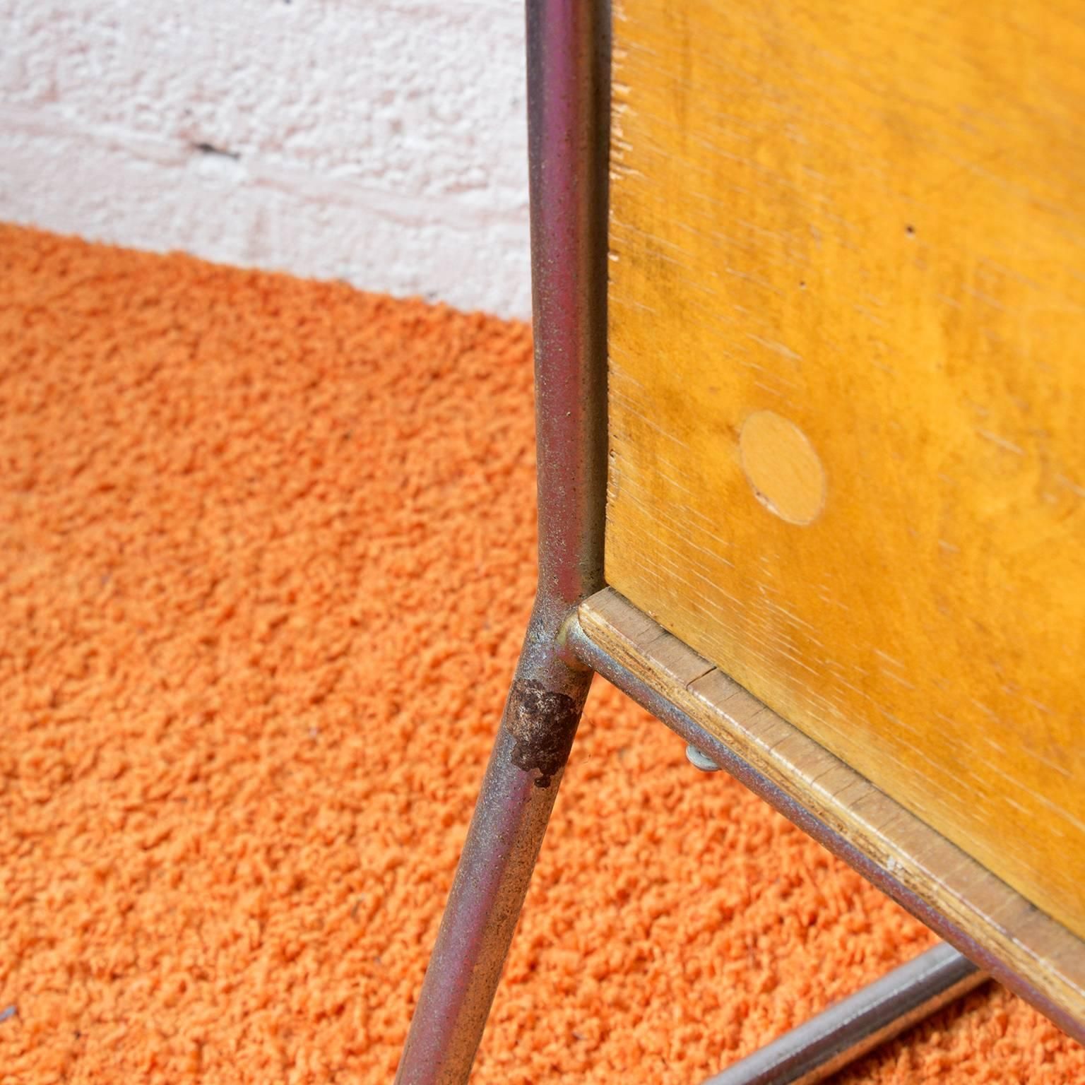 Tubular Children Chair, Wood And Chrome, Circa 1965 photo vintage