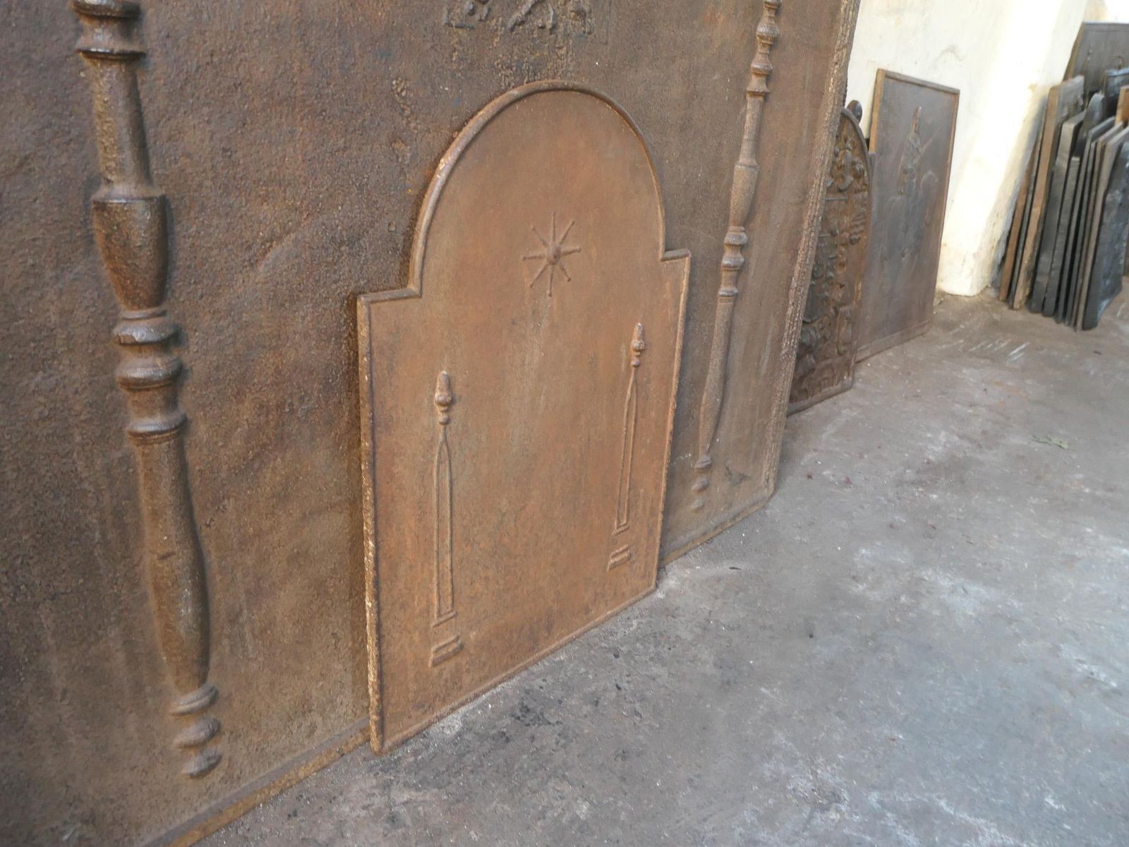 photo for sale Antique French 'Pillars Of Freedom' Fireback / Backsplash, 18th   19th C.