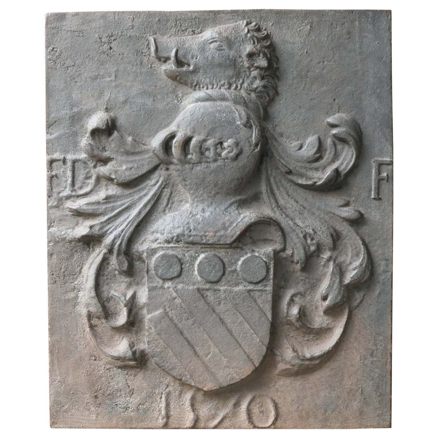 French Louis XIV Style 'Coat Of Arms' Fireback / Backsplash