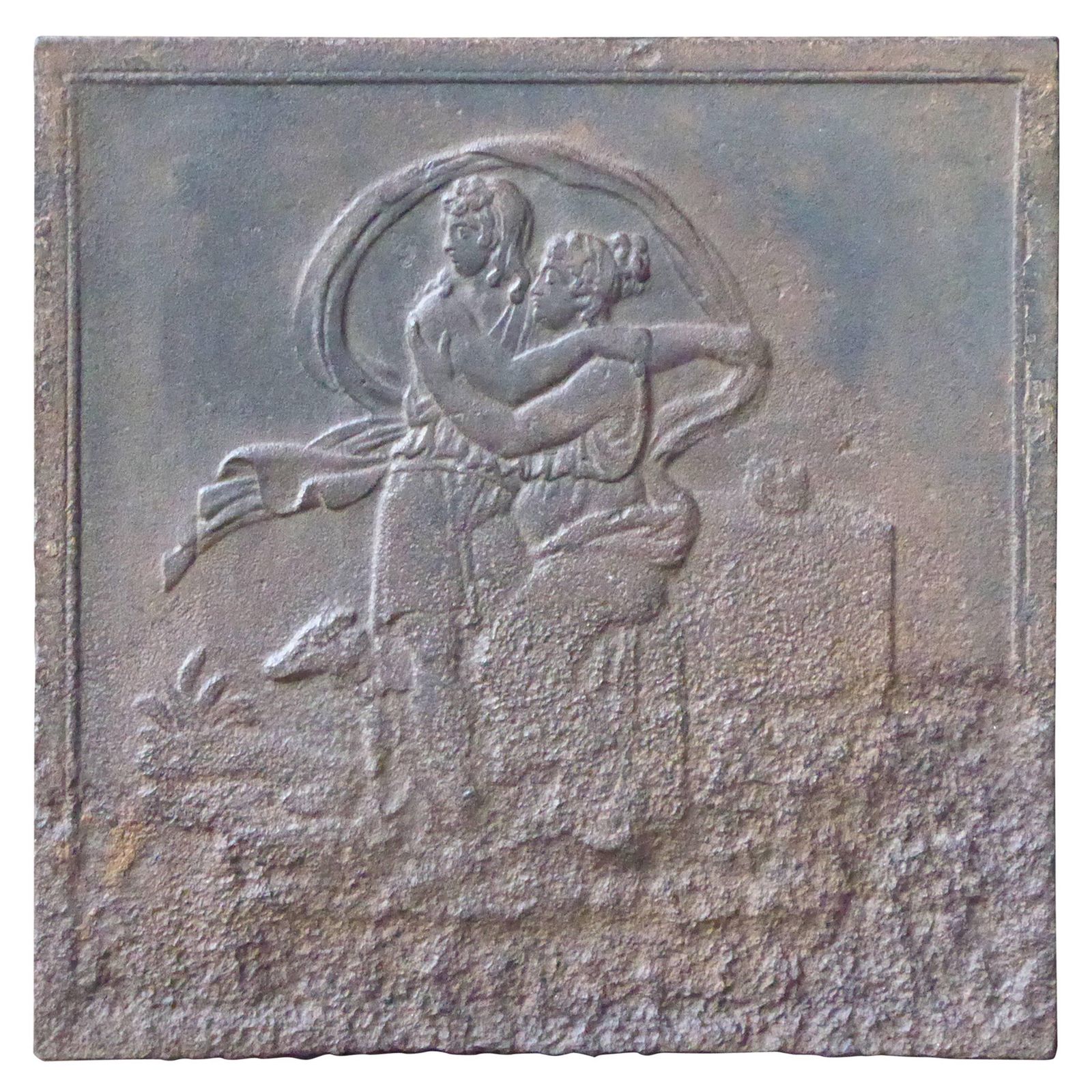 19th Century French 'Man And Woman' Fireback / Backsplash