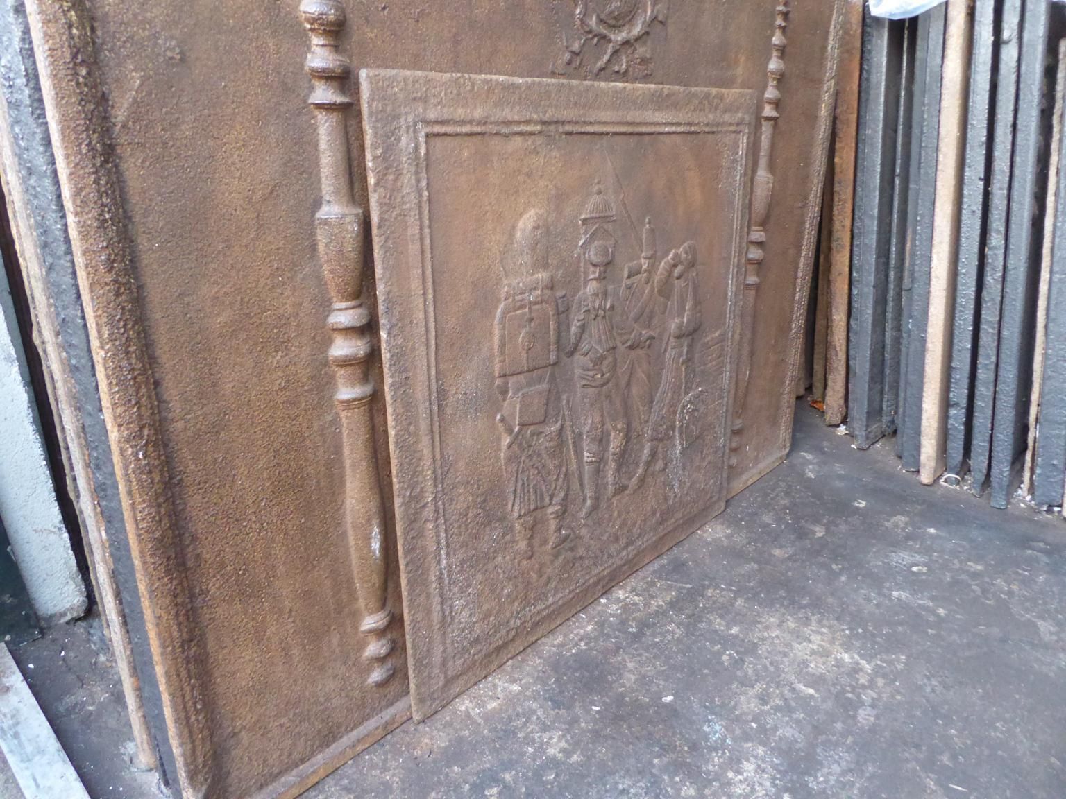 Antique French Napoleon III 'Soldiers' Fireback / Backsplash, 19th Century photo buy