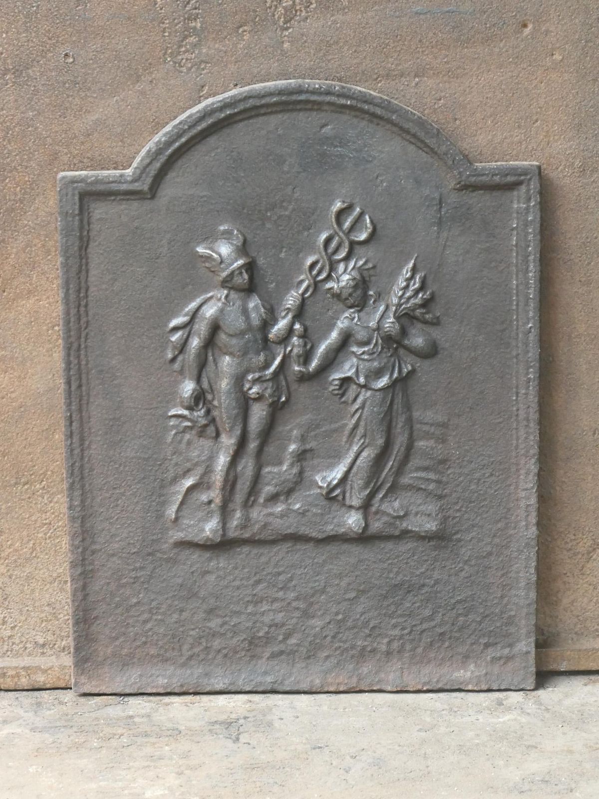 Antique French Napoleon III 'Mercury And Ceres' Fireback / Backsplash, 19th C. photo Home Fixtures