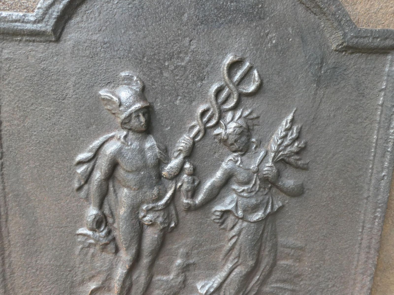 Antique French Napoleon III 'Mercury And Ceres' Fireback / Backsplash, 19th C. photo buy
