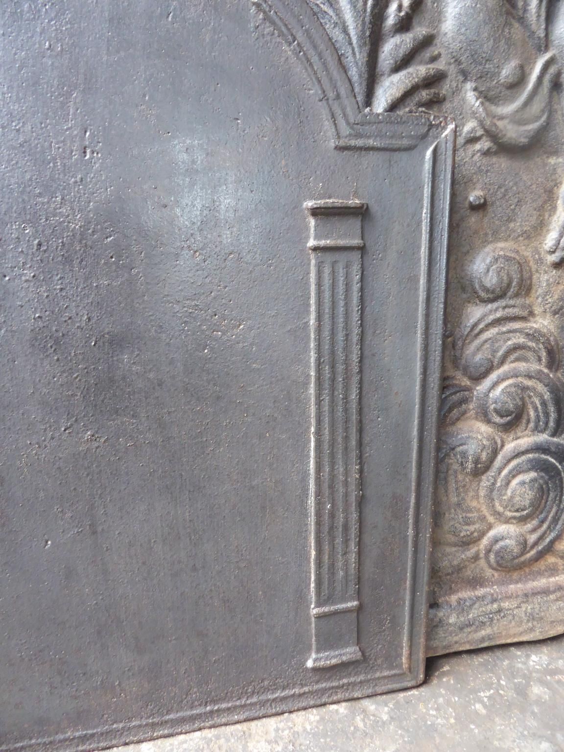 Antique French Neoclassical 'Pillars Of Freedom' Fireback / Backsplash, 19th C. photo Home Fixtures