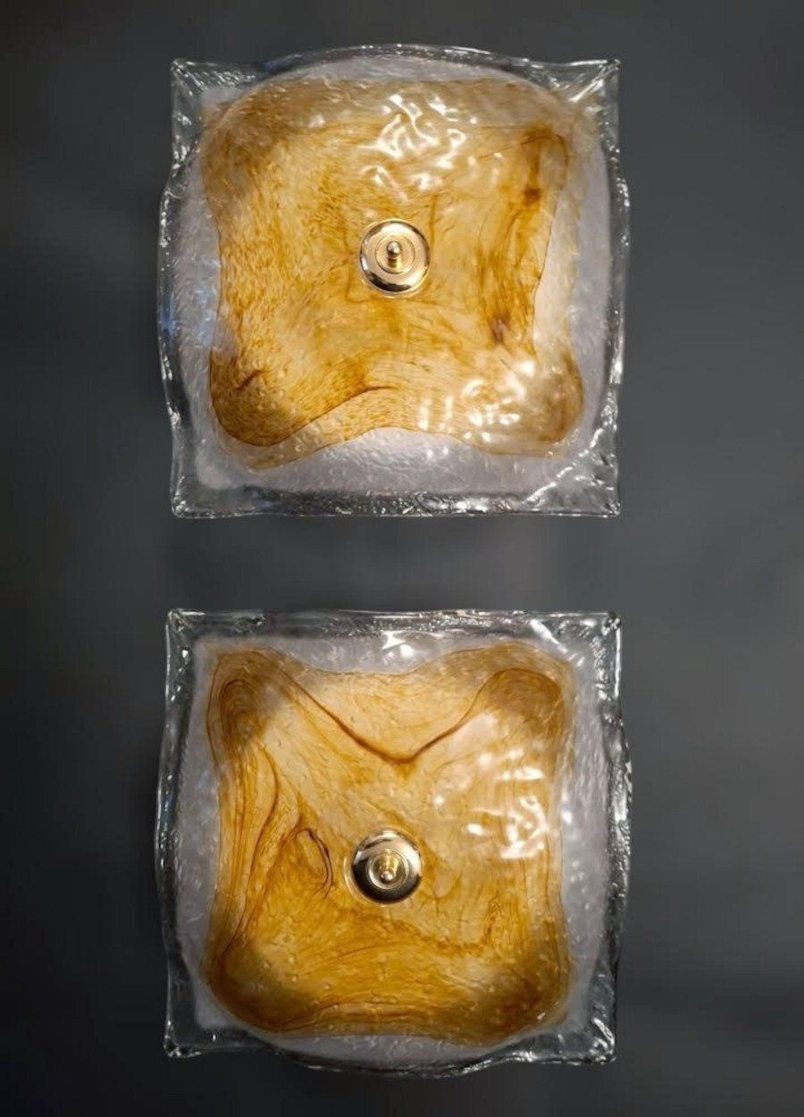 photo for sale Square Flush Mount / Sconce By Mazzega, 2 Available