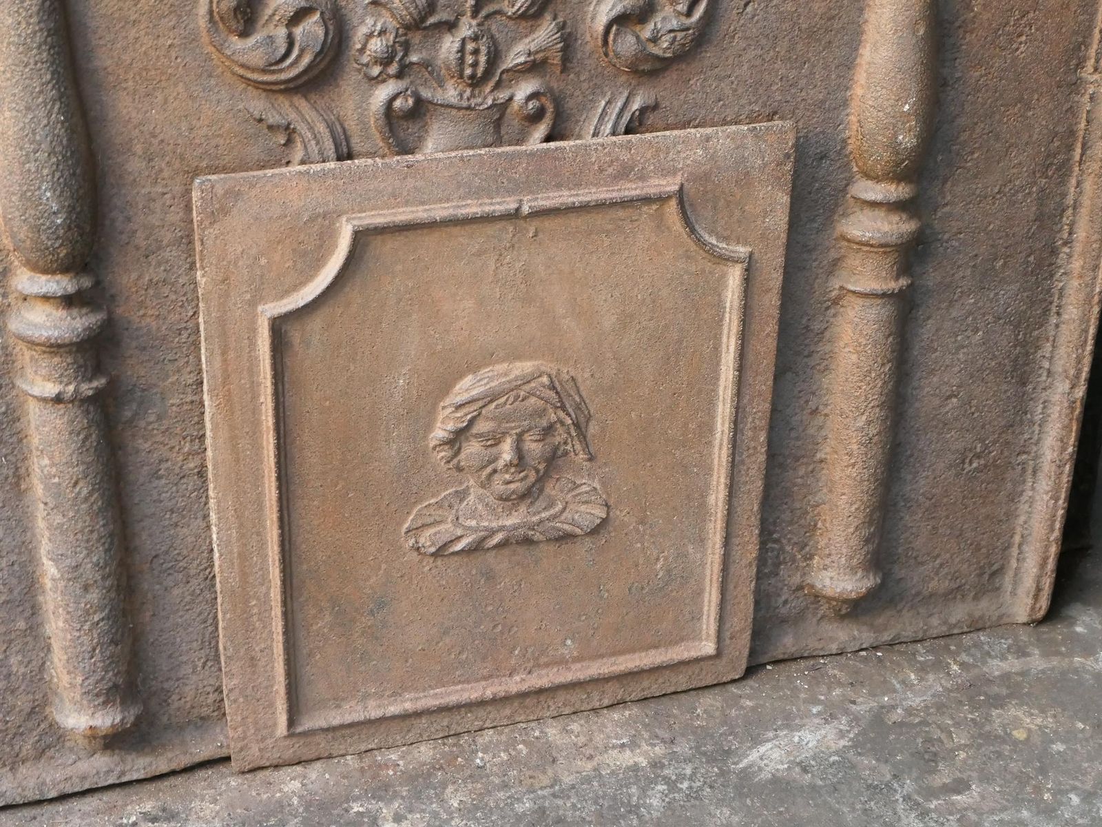 Antique French Napoleon III 'Man' Fireback / Backsplash photo Home Fixtures