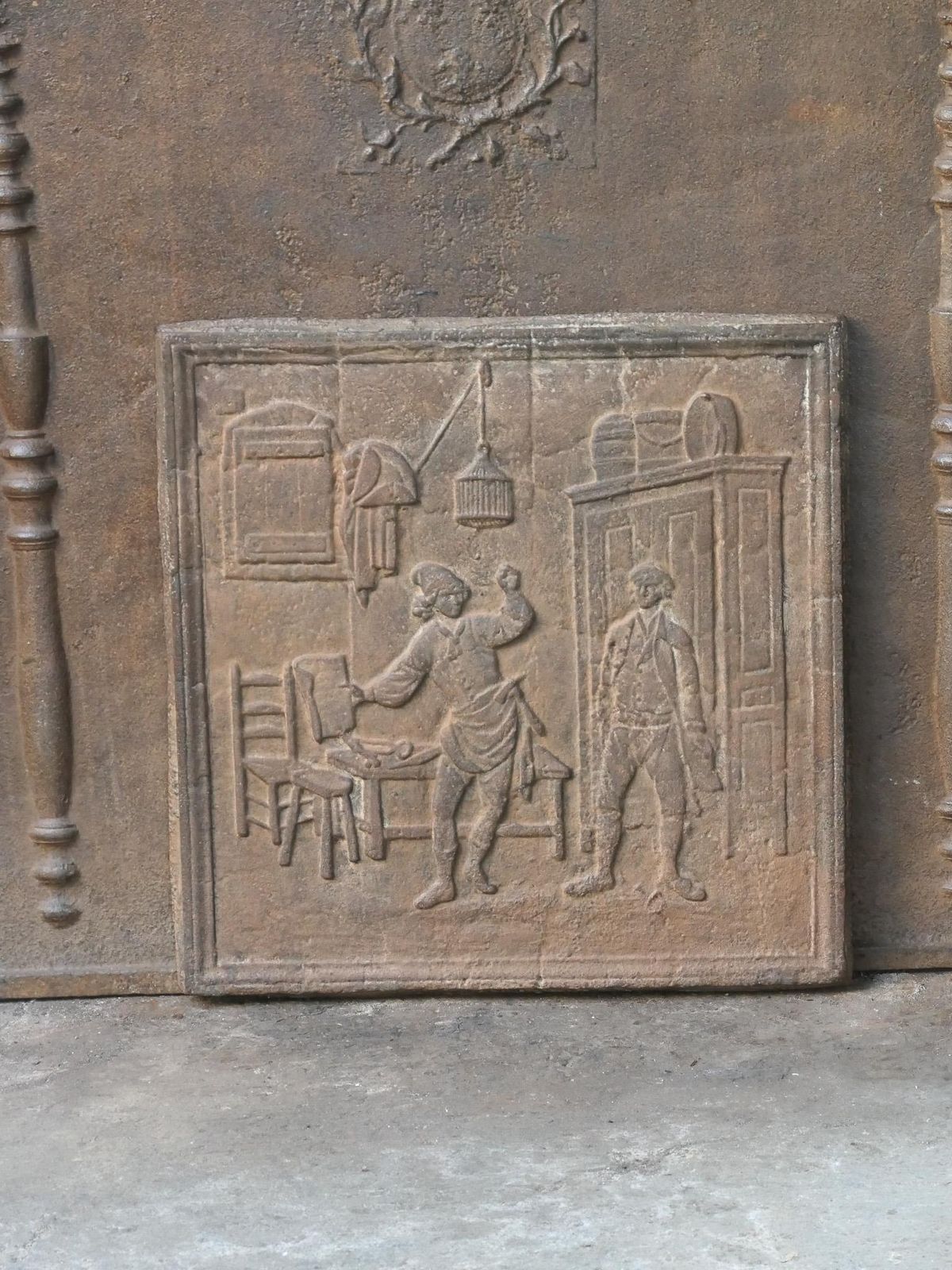 19th   20th Century French 'The Cobbler And The Financier' Fireback / Backsplash photo furniture