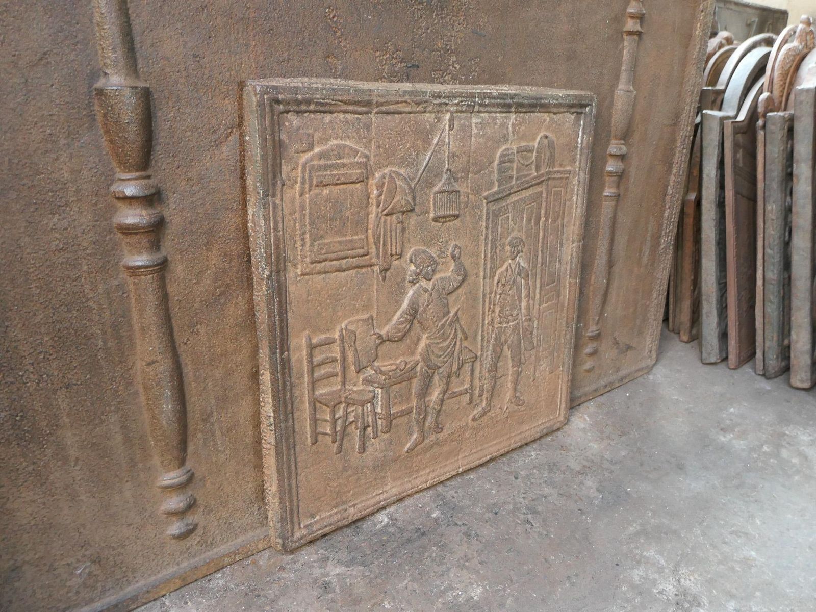 337.0 19th   20th Century French 'The Cobbler And The Financier' Fireback / Backsplash photo
