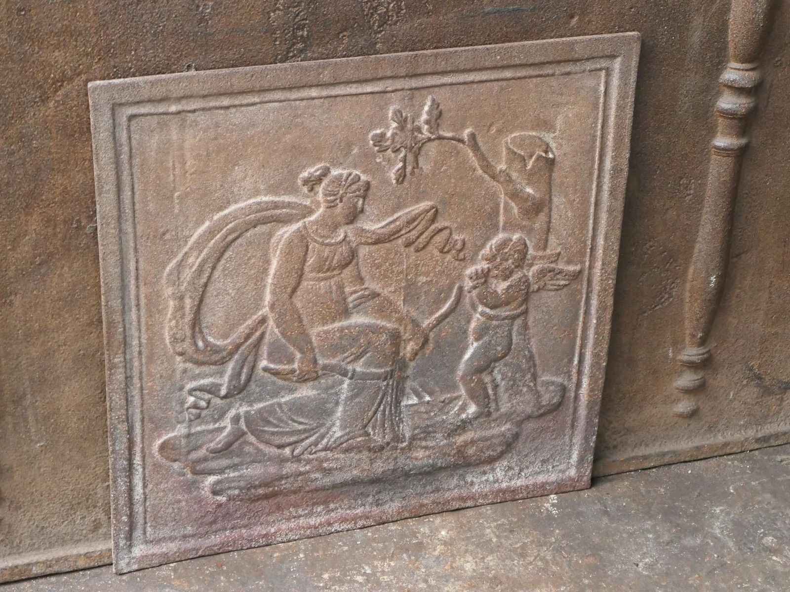 French Napoleon III Period 'Diana' Fireback / Backsplash, 19th C. photo vintage