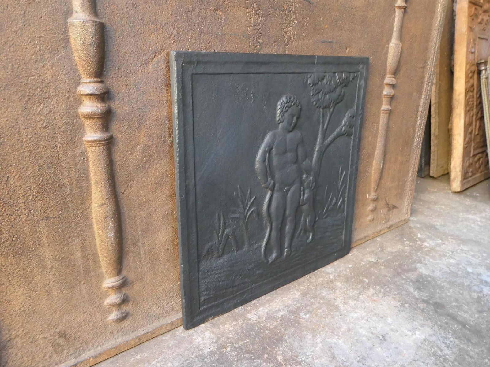 photo furniture French Napoleon III Style 'Boy With Dog' Fireback / Backsplash
