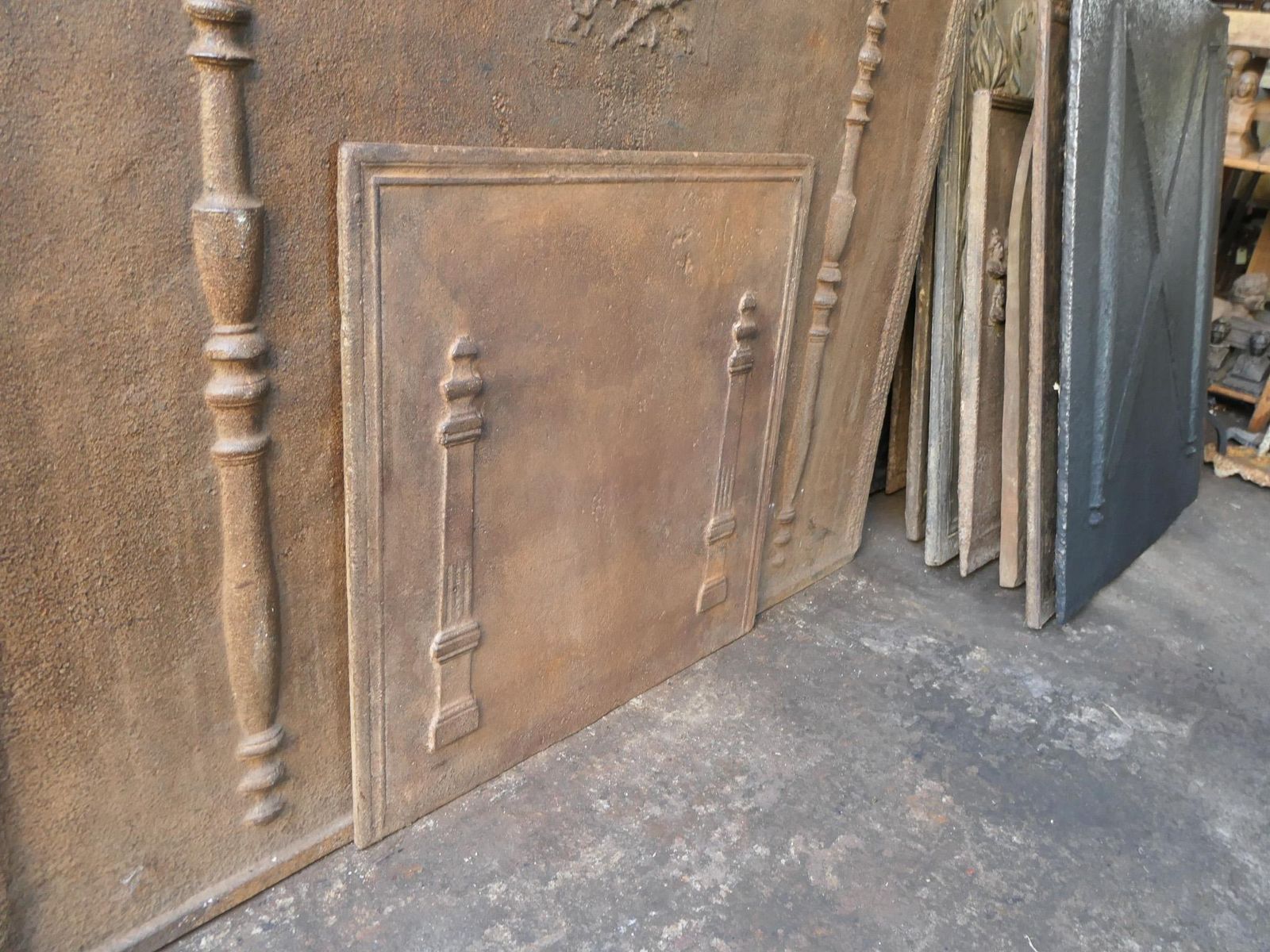 Home Fixtures Antique French 'Pillars Of Freedom' Fireback / Backsplash, 18th   19th C. photo