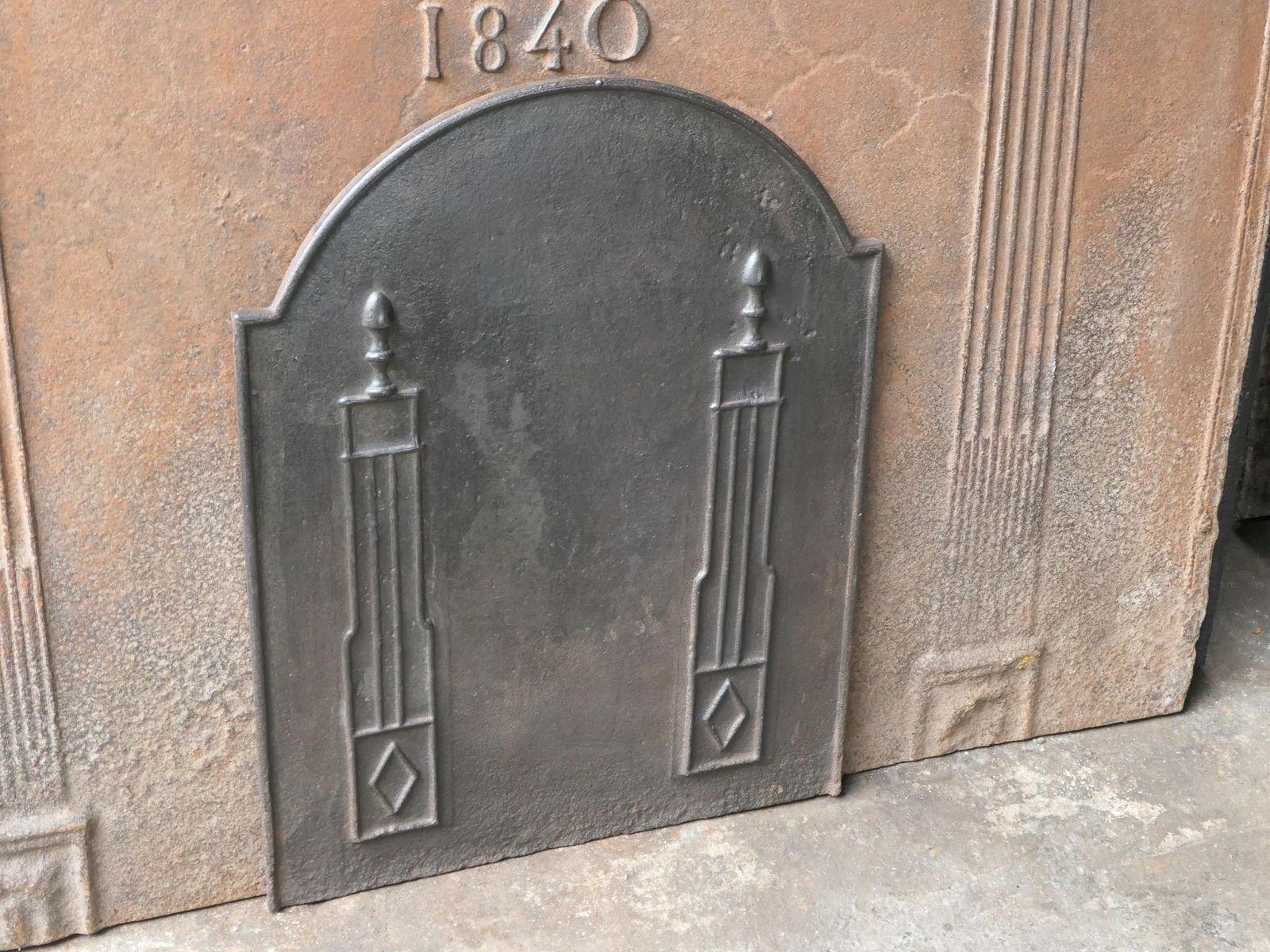 Antique Neoclassical French 'Pillars Of Freedom' Fireback / Backsplash photo vintage