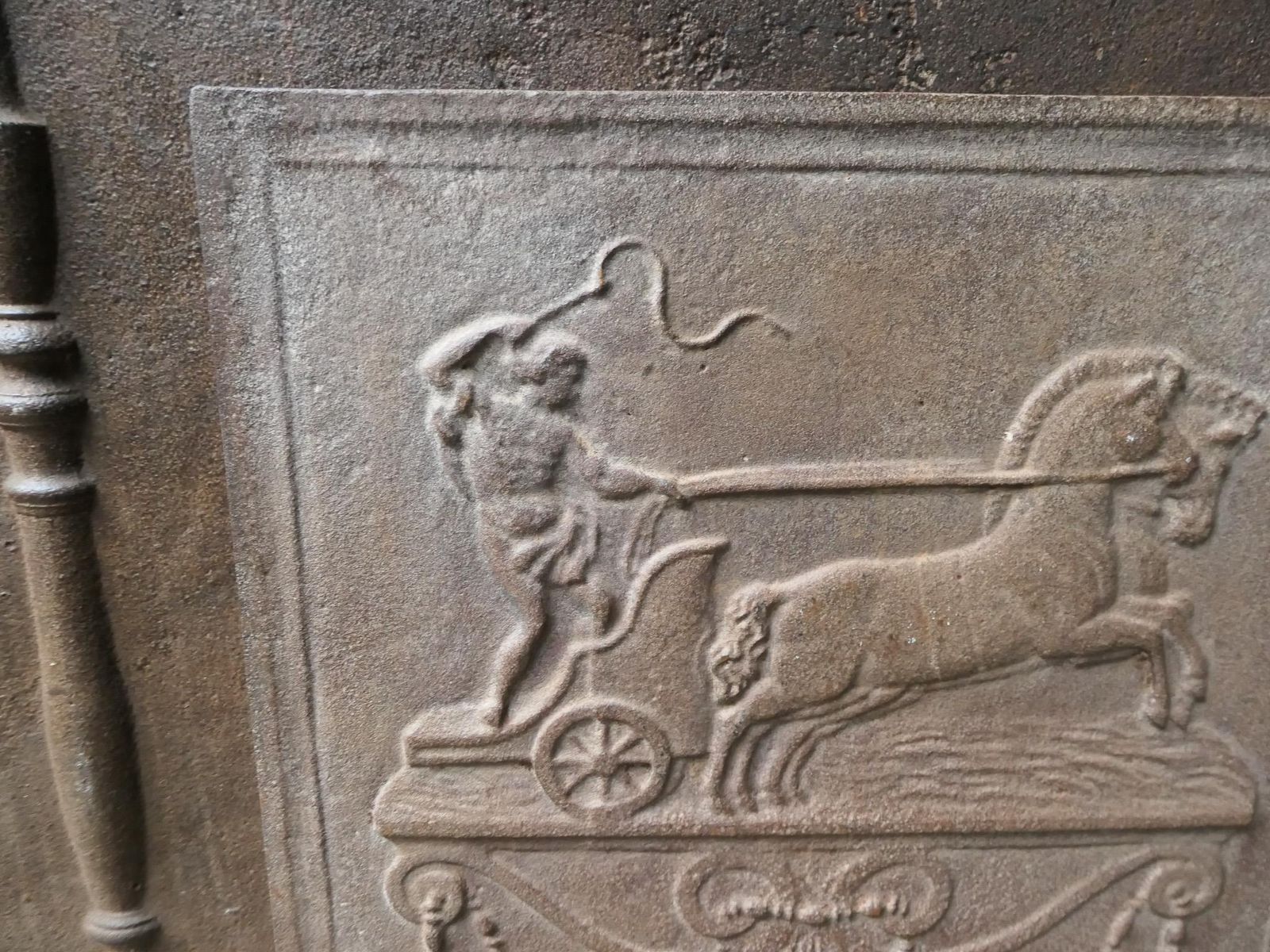 19th Century French 'Apollo With Horses' Fireback / Backsplash photo vintage