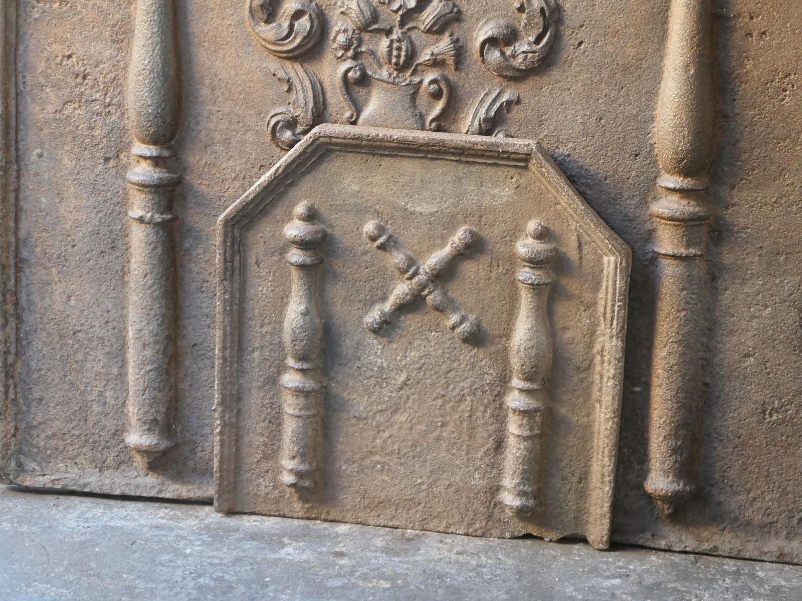 French Louis XIV 'Pillars With Saint Andrew's Cross' Fireback / Backsplash photo furniture