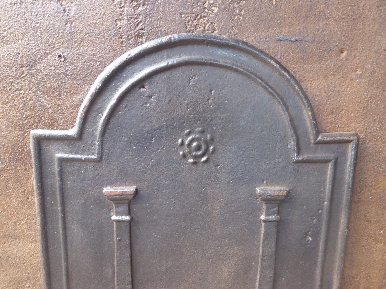 Antique French Neoclassical 'Pillars Of Freedom' Fireback / Backsplash photo vinterior