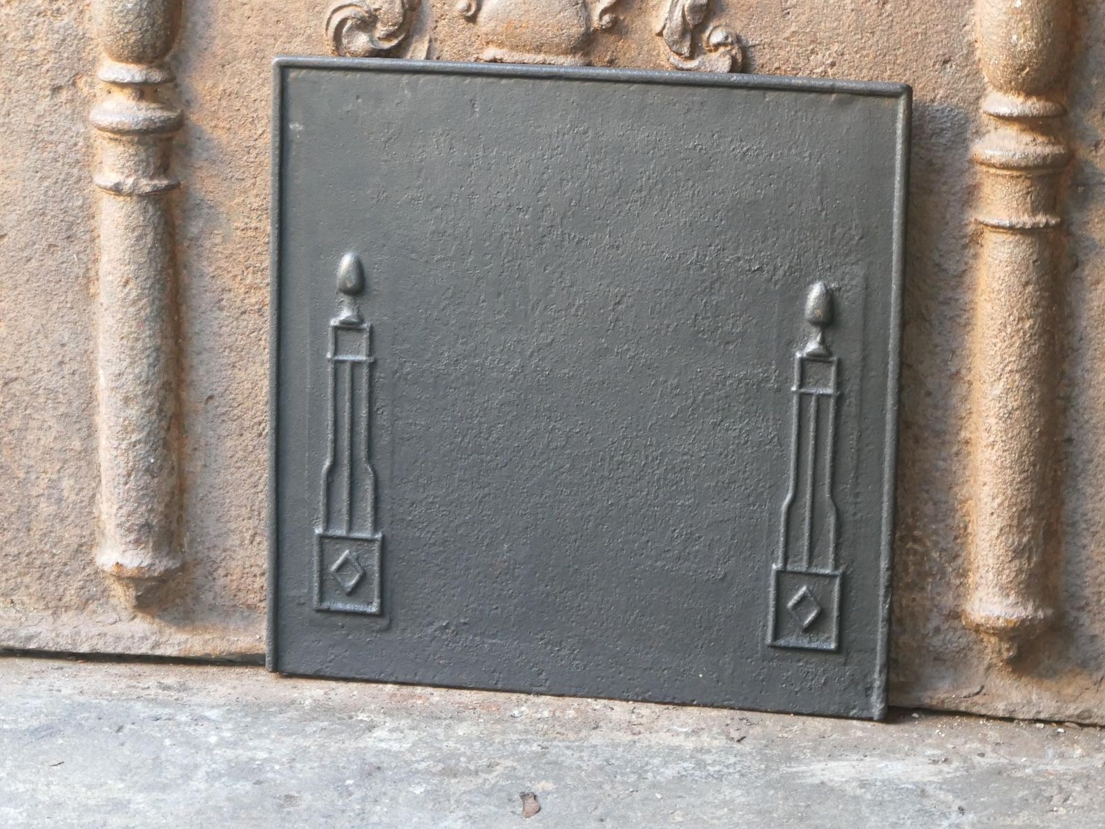 Antique French Neoclassical 'Pillars Of Freedom' Fireback / Backsplash photo for sale