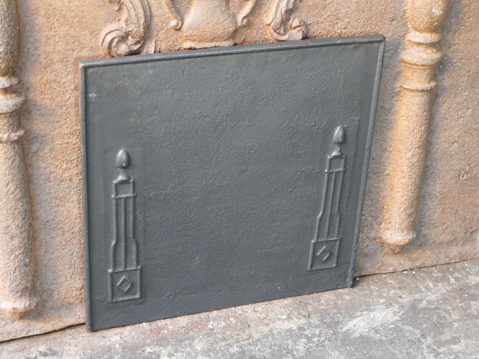 Antique French Neoclassical 'Pillars Of Freedom' Fireback / Backsplash photo Home Fixtures