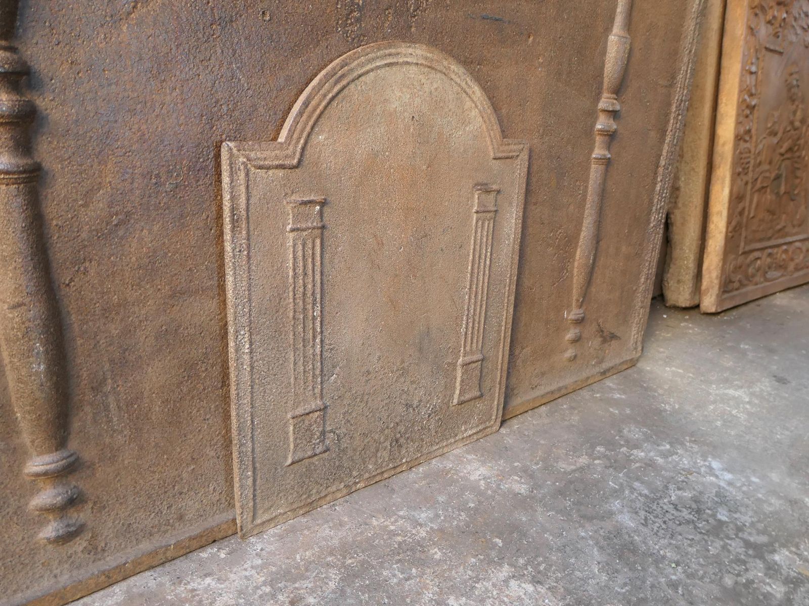 Antique French Neoclassical 'Pillars Of Freedom' Fireback / Backsplash, 19th C. photo buy