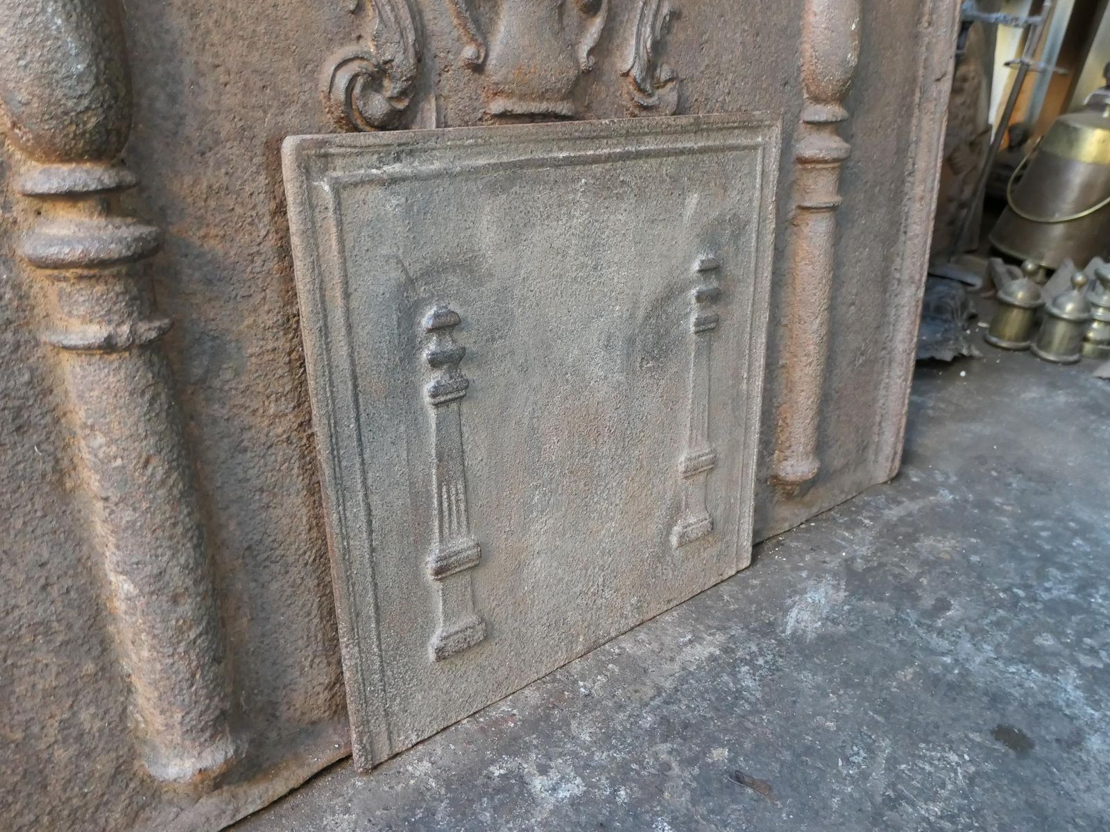 French Neoclassical 'Pillars Of Freedom' Fireback / Backsplash, 18th 19th C. photo buy