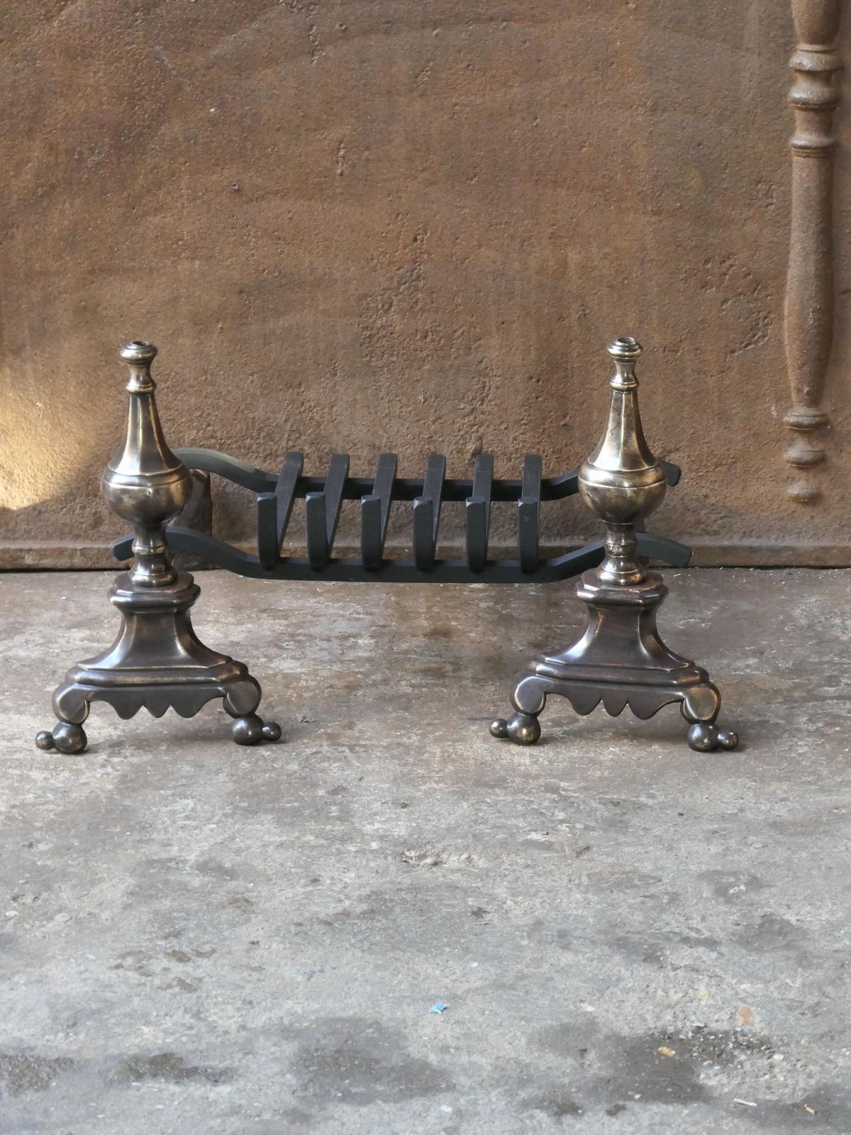 French Louis XIV Period Fireplace Andirons Or Fire Grate, 17th Century photo for sale