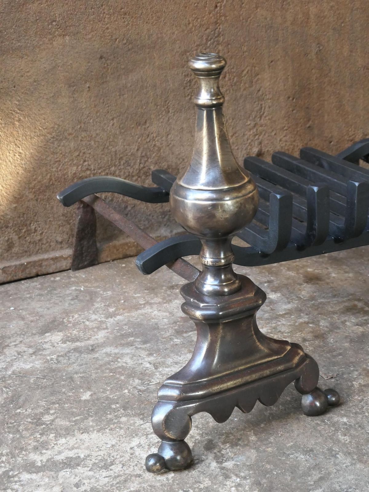 576.0 French Louis XIV Period Fireplace Andirons Or Fire Grate, 17th Century photo