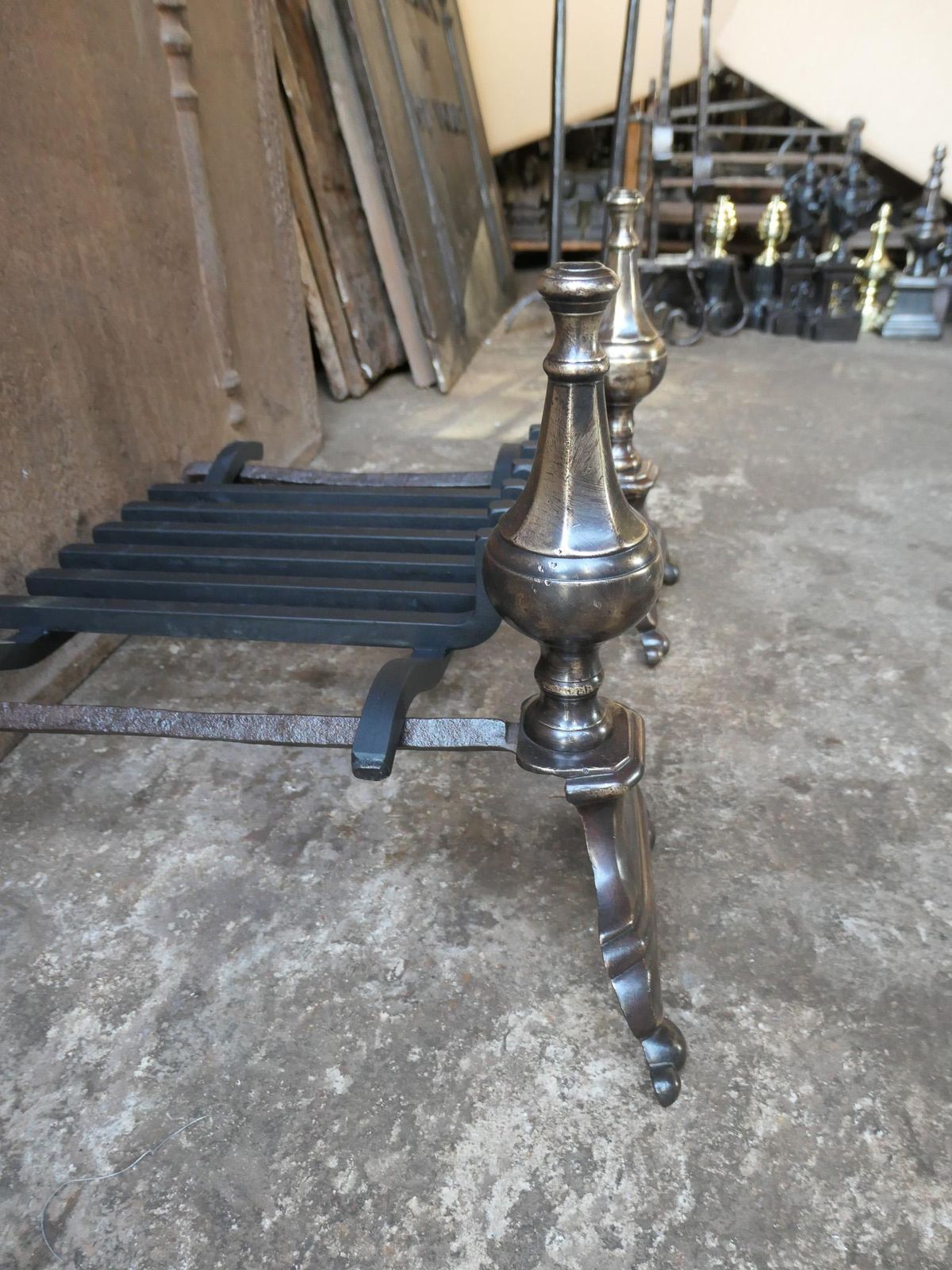 photo buy French Louis XIV Period Fireplace Andirons Or Fire Grate, 17th Century