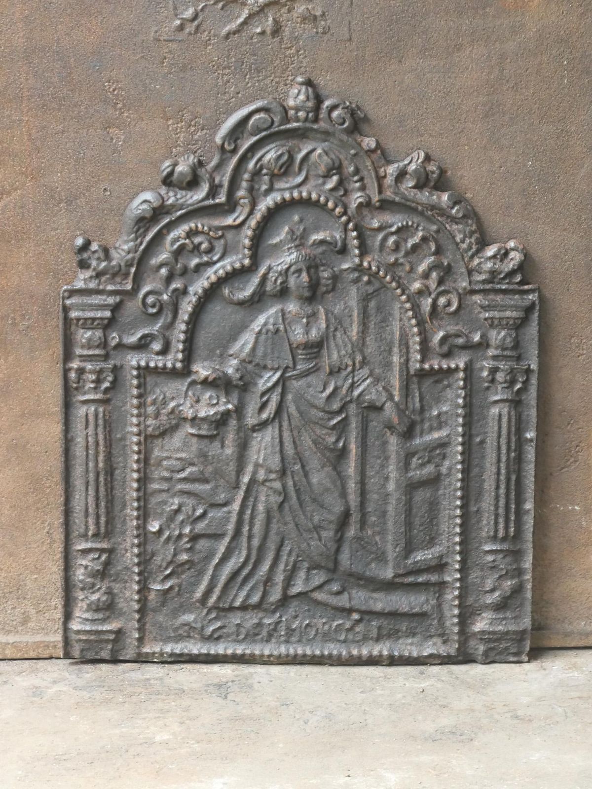Antique French 'Allegory Of The Morning' Fireback / Backsplash, 18th   19th C. photo for sale