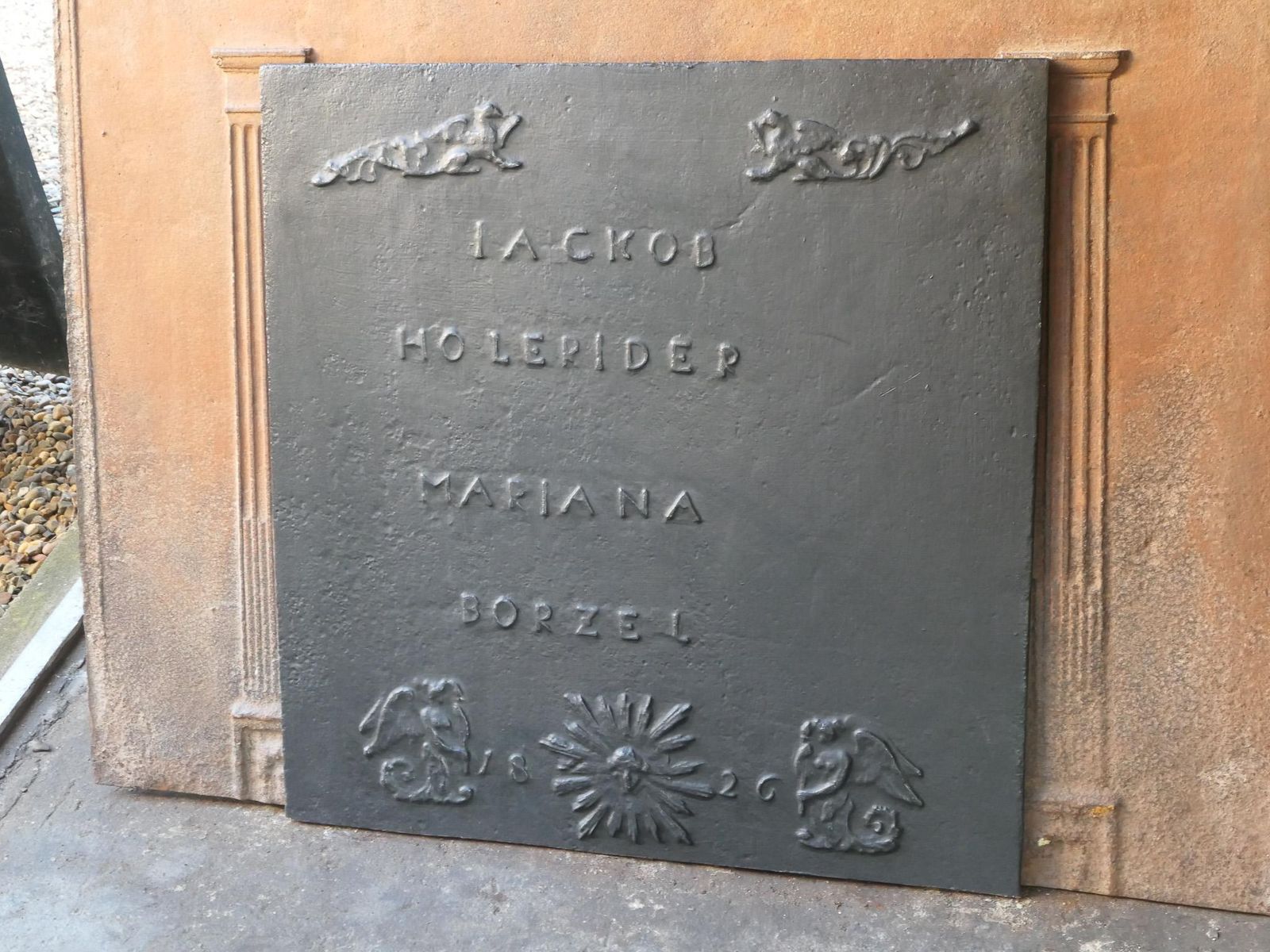 Antique French 'Marriage' Fireback / Backsplash, 19th Century photo Home Fixtures
