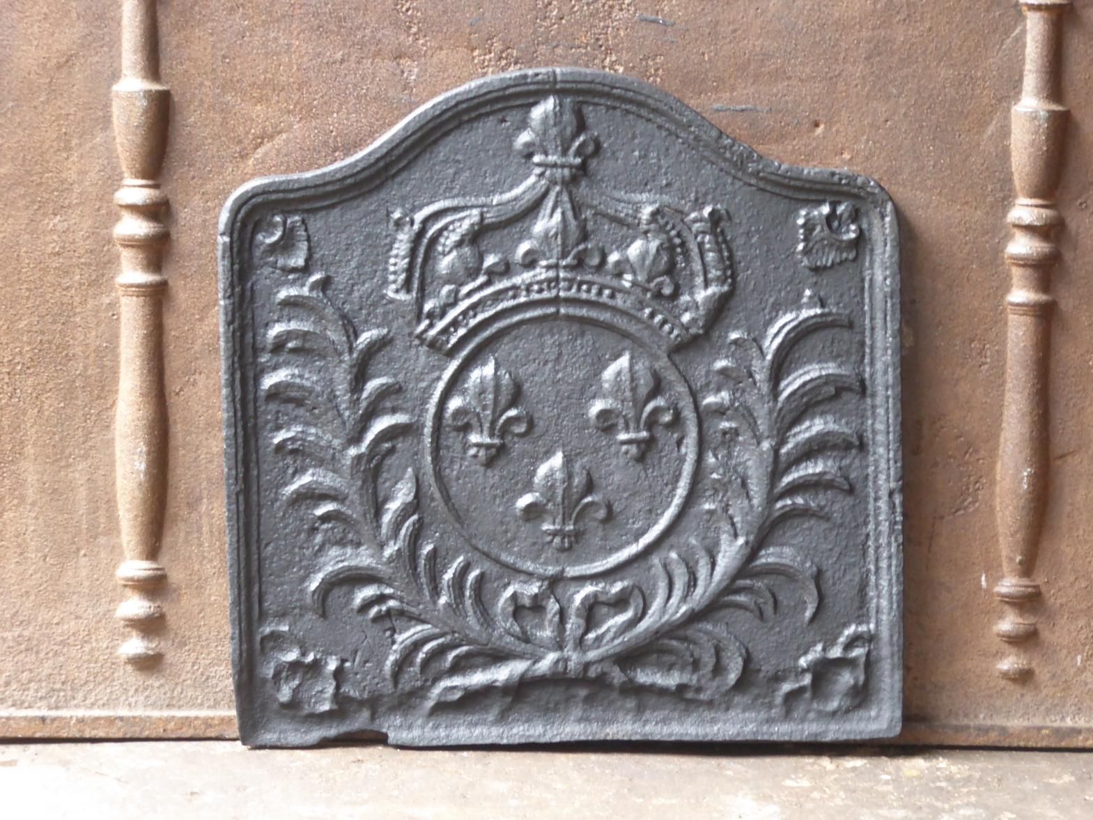 Antique French Louis XV Arms Of France Fireback / Backsplash, 18th Century photo for sale