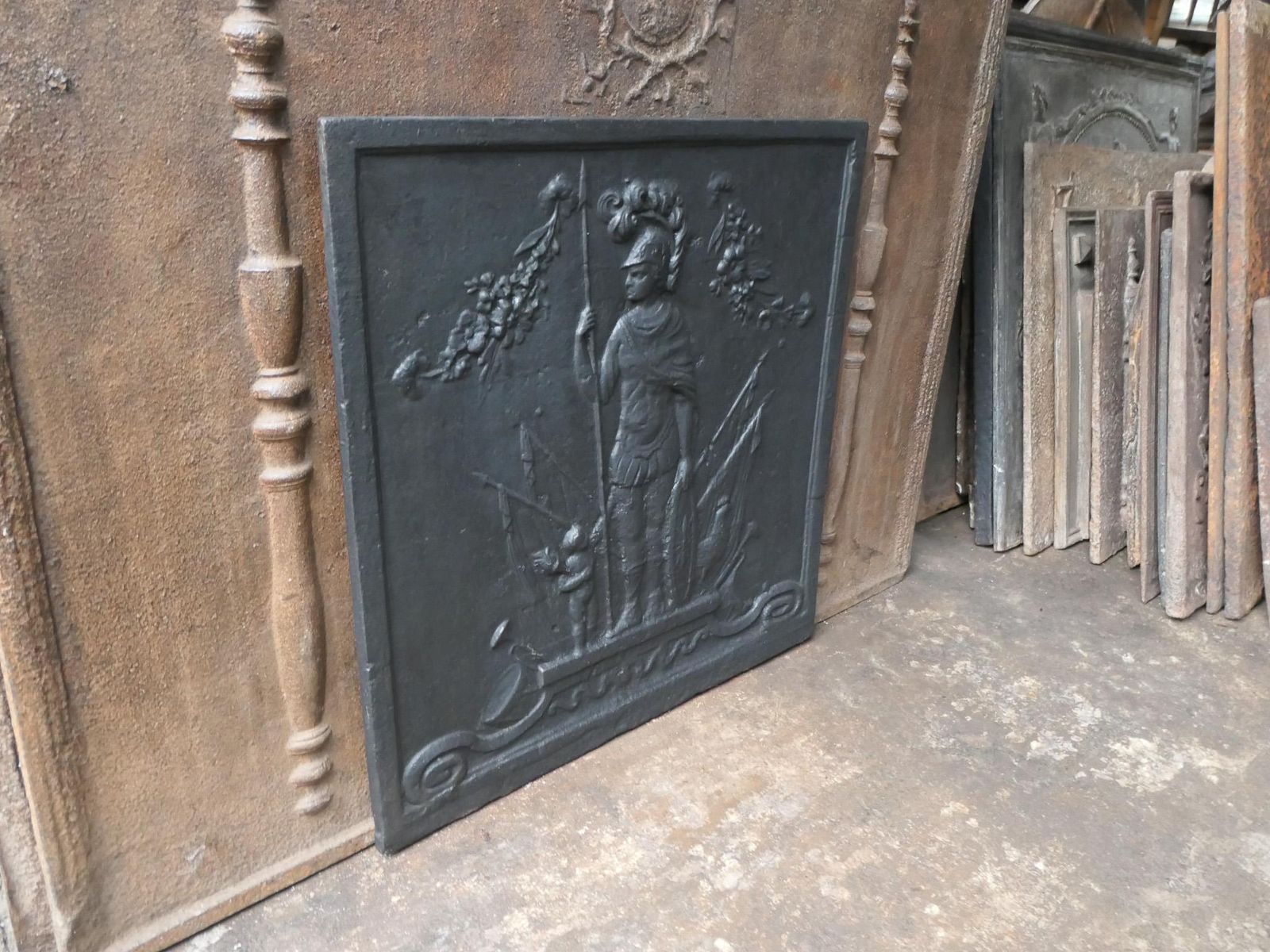 Antique French 'Mars' Fireback / Backsplash, 19th Century photo vintage